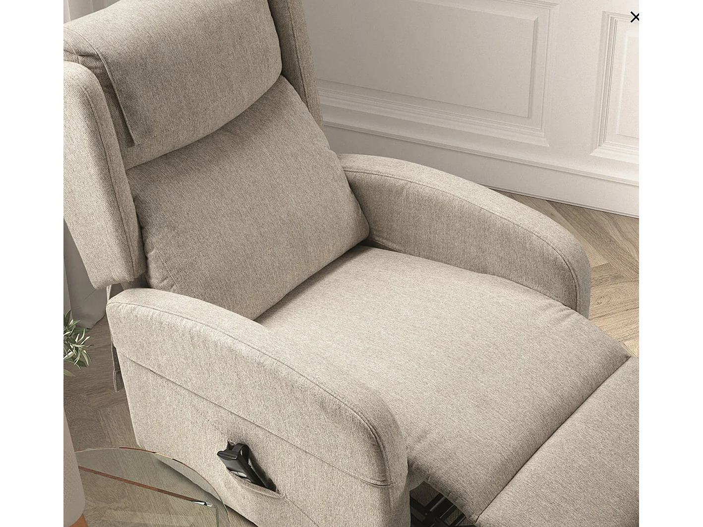 Fauteuil sur roulettes de relaxation et releveur électrique 2 moteurs tissu Vikola-Couleur Beige clair