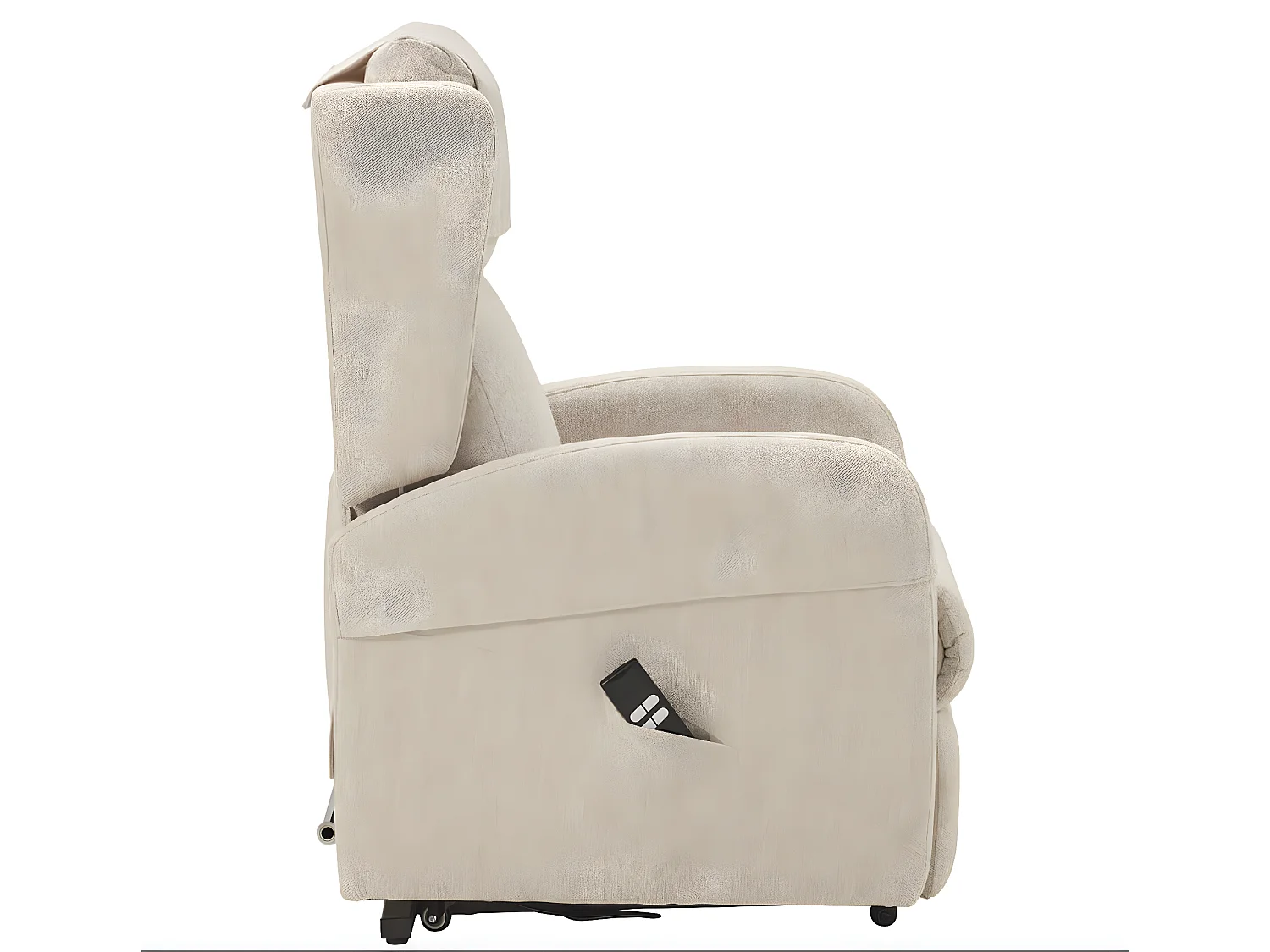 Fauteuil sur roulettes de relaxation et releveur électrique 2 moteurs tissu Vikola-Couleur Beige clair