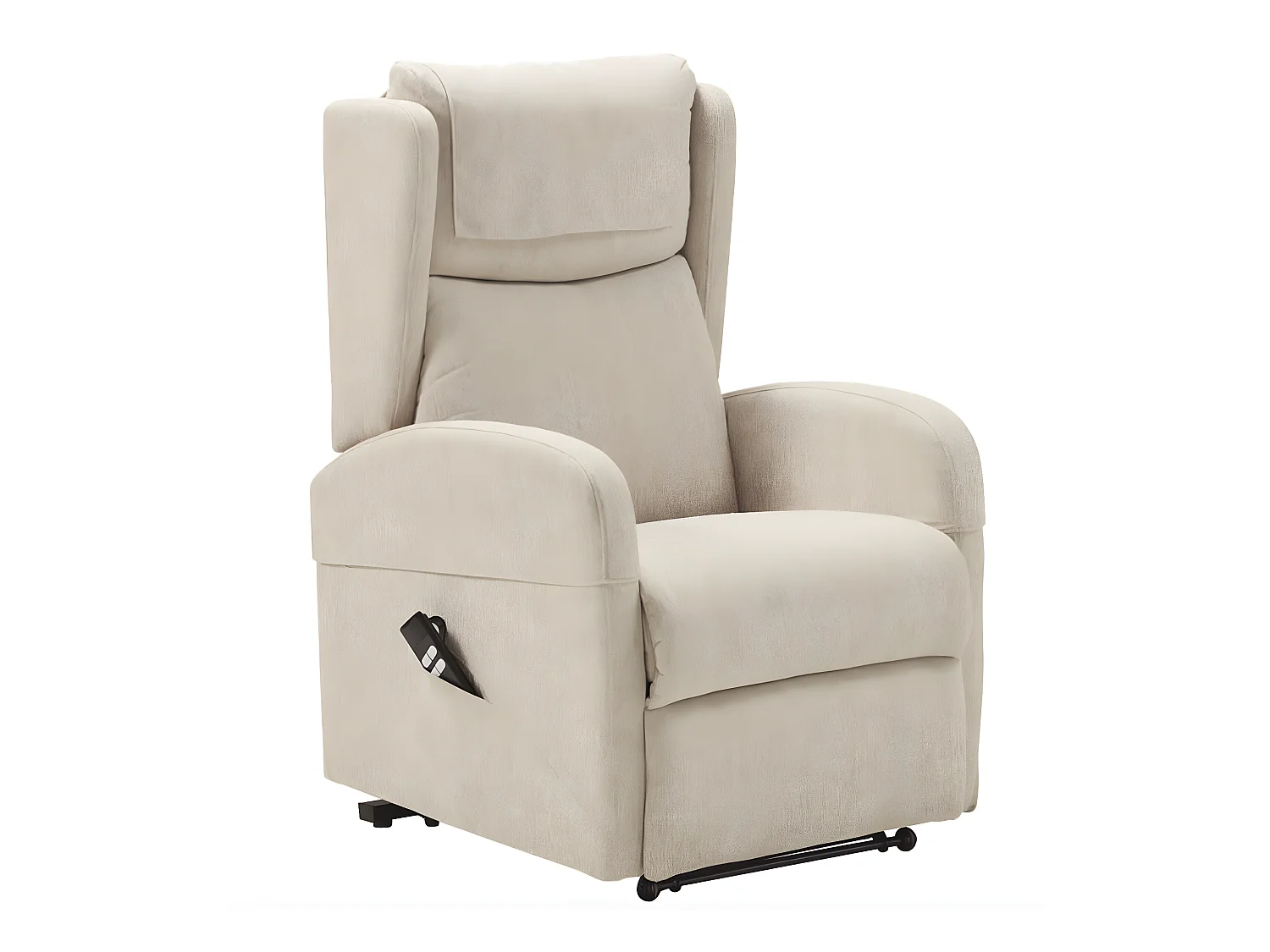 Fauteuil sur roulettes de relaxation et releveur électrique 2 moteurs tissu Vikola-Couleur Beige clair