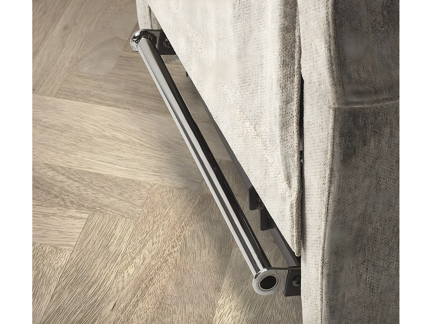 Ontspanningsfauteuil op wielen en elektrische lift met 2 motoren in Vikola-stof-Kleur Licht beige