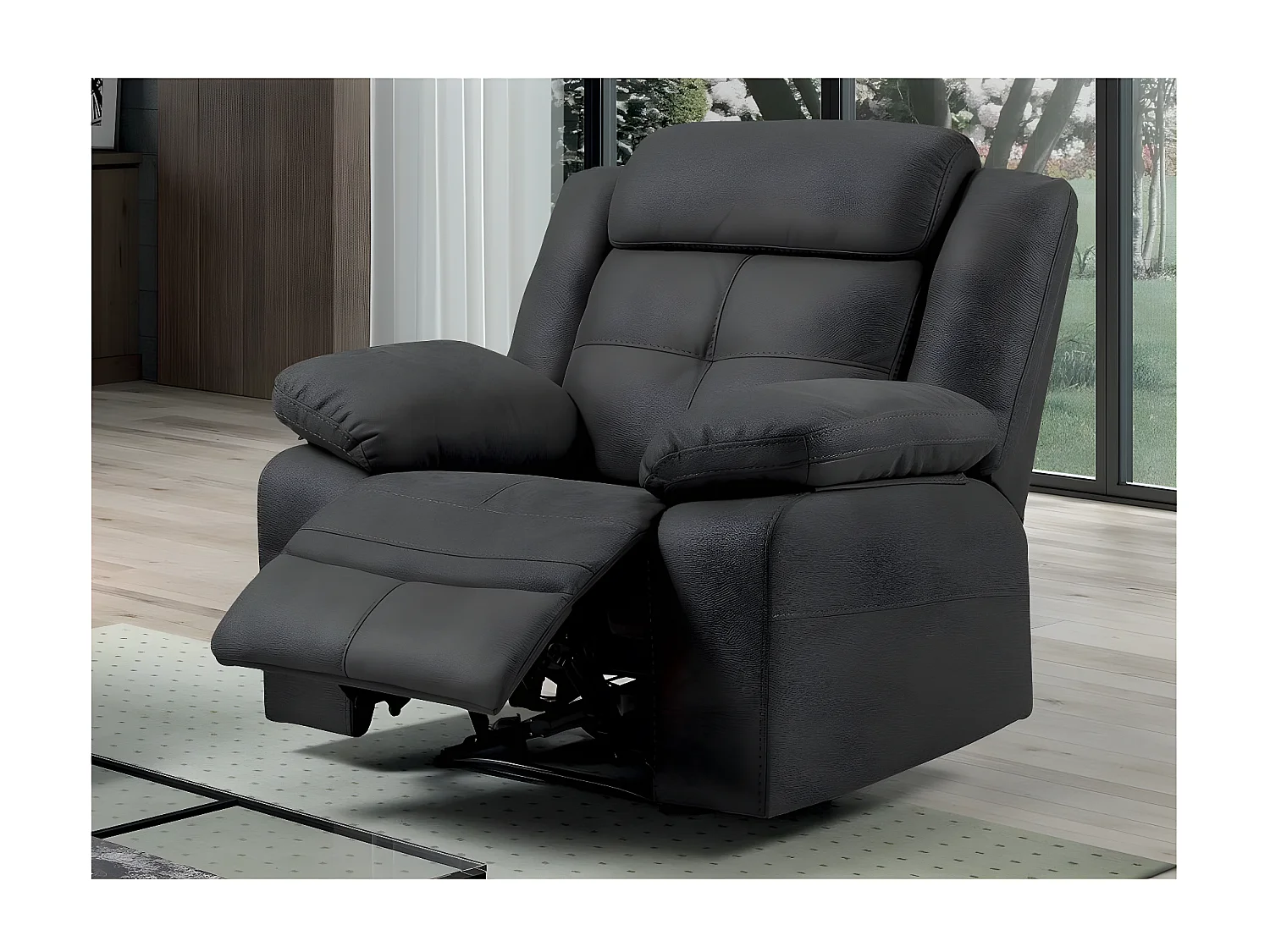 Pinya grijze nubuck manuele relaxfauteuil