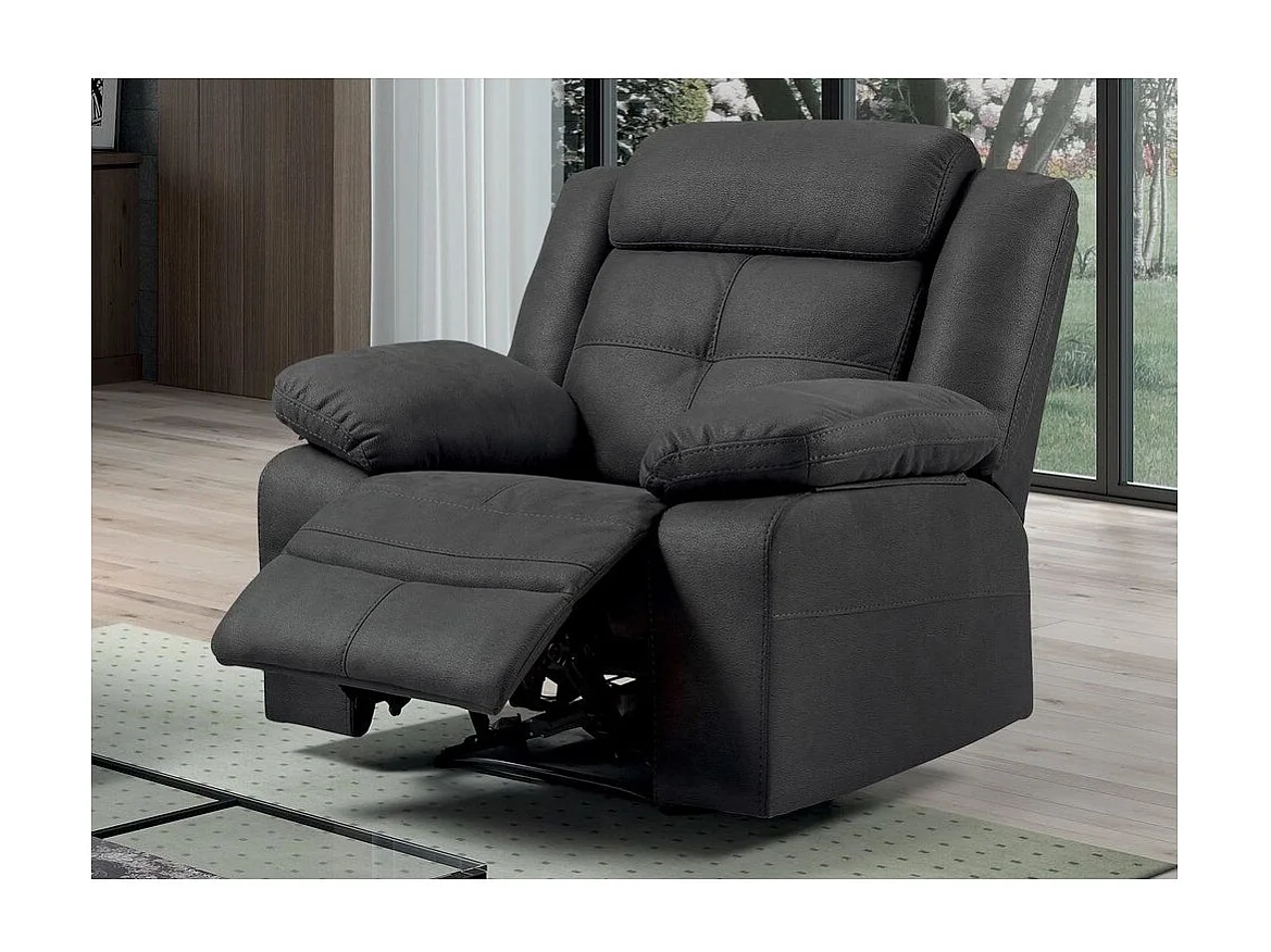 Fauteuil de relaxation manuel nubuck gris Pinya