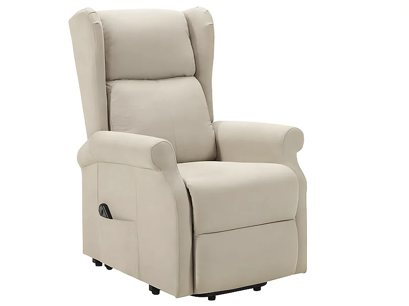 Fauteuil de relaxation et releveur électrique 2 moteurs tissu Agora-Couleur Beige clair