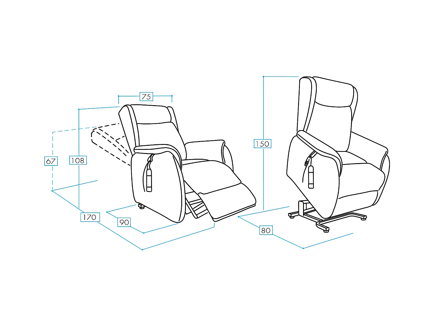 Fauteuil de relaxation et releveur 2 moteurs en nubuck 2 moteurs électriques Biza-Couleur Marron
