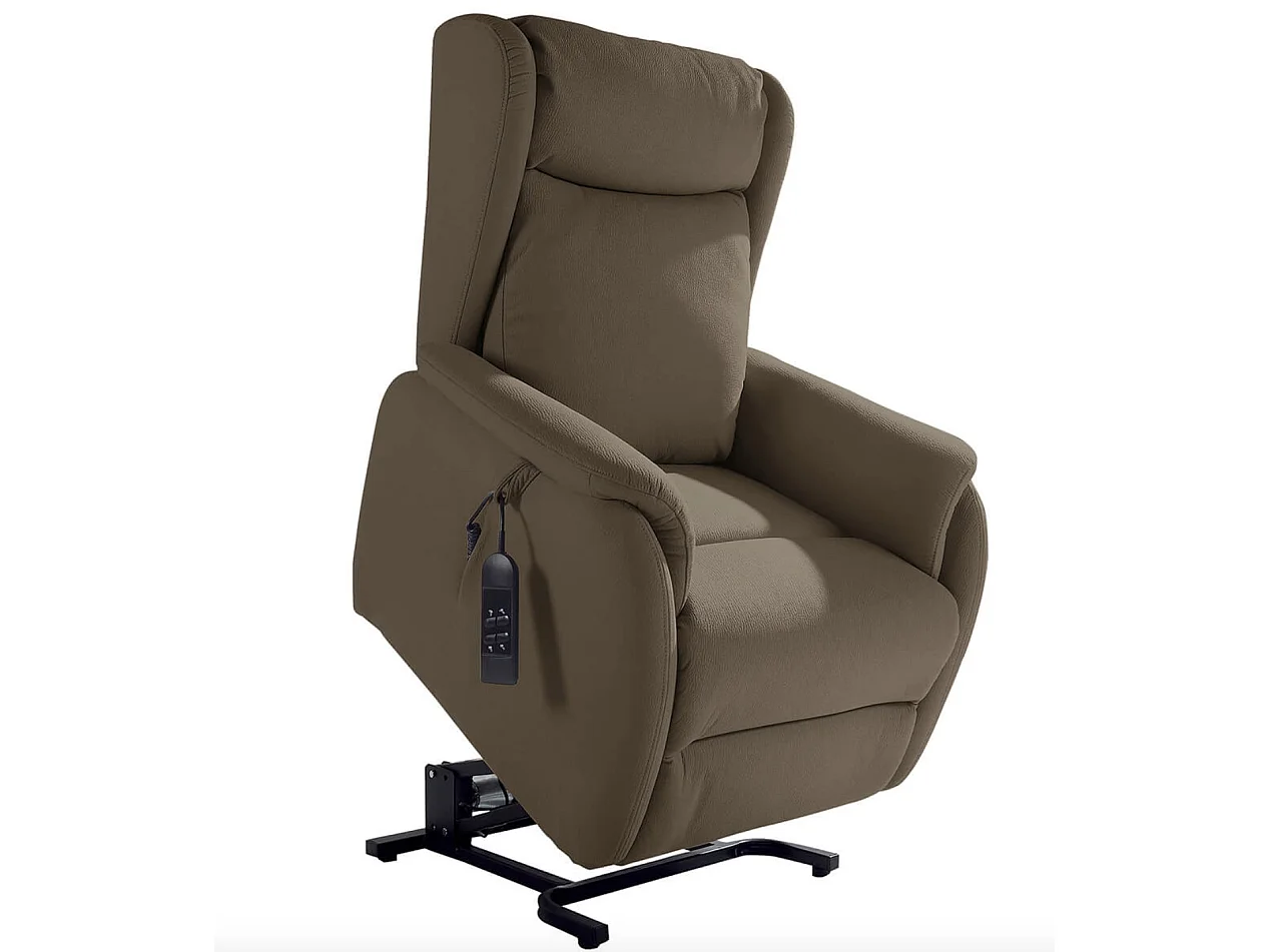 Fauteuil de relaxation et releveur 2 moteurs en nubuck 2 moteurs électriques Biza-Couleur Marron