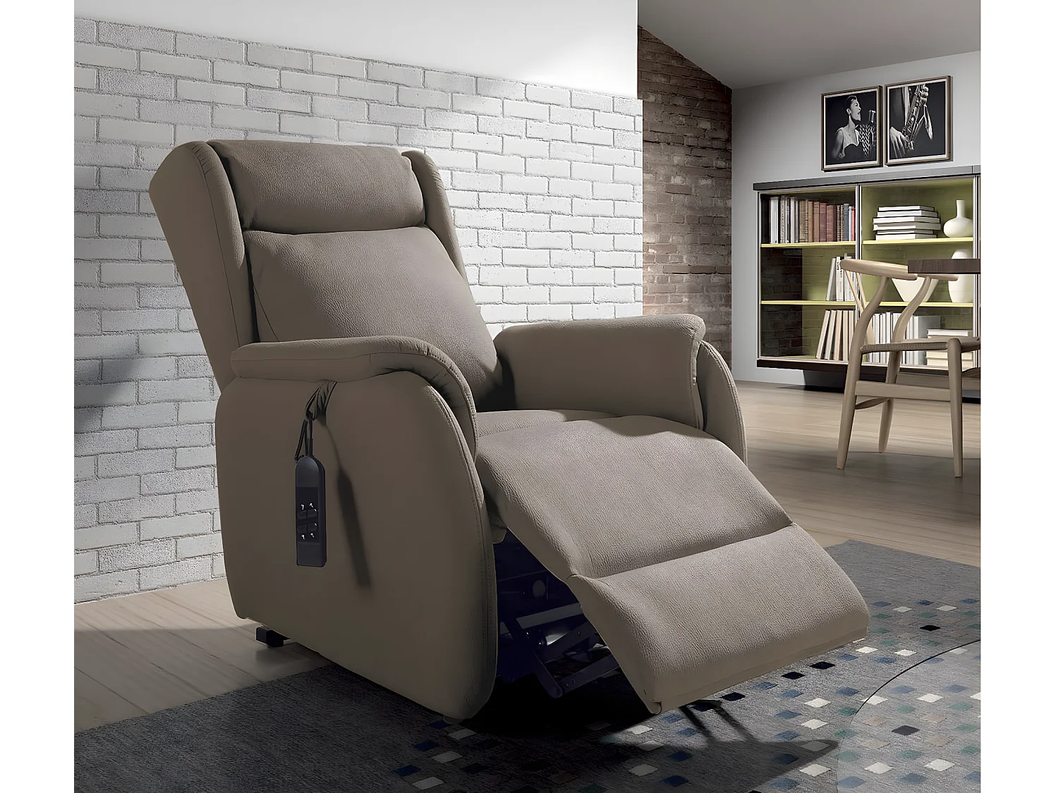 Fauteuil de relaxation et releveur 2 moteurs en nubuck 2 moteurs électriques Biza-Couleur Marron