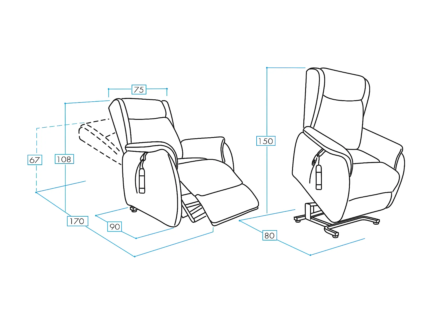 Fauteuil de relaxation et releveur 2 moteurs en nubuck 2 moteurs électriques Biza-Couleur Marron
