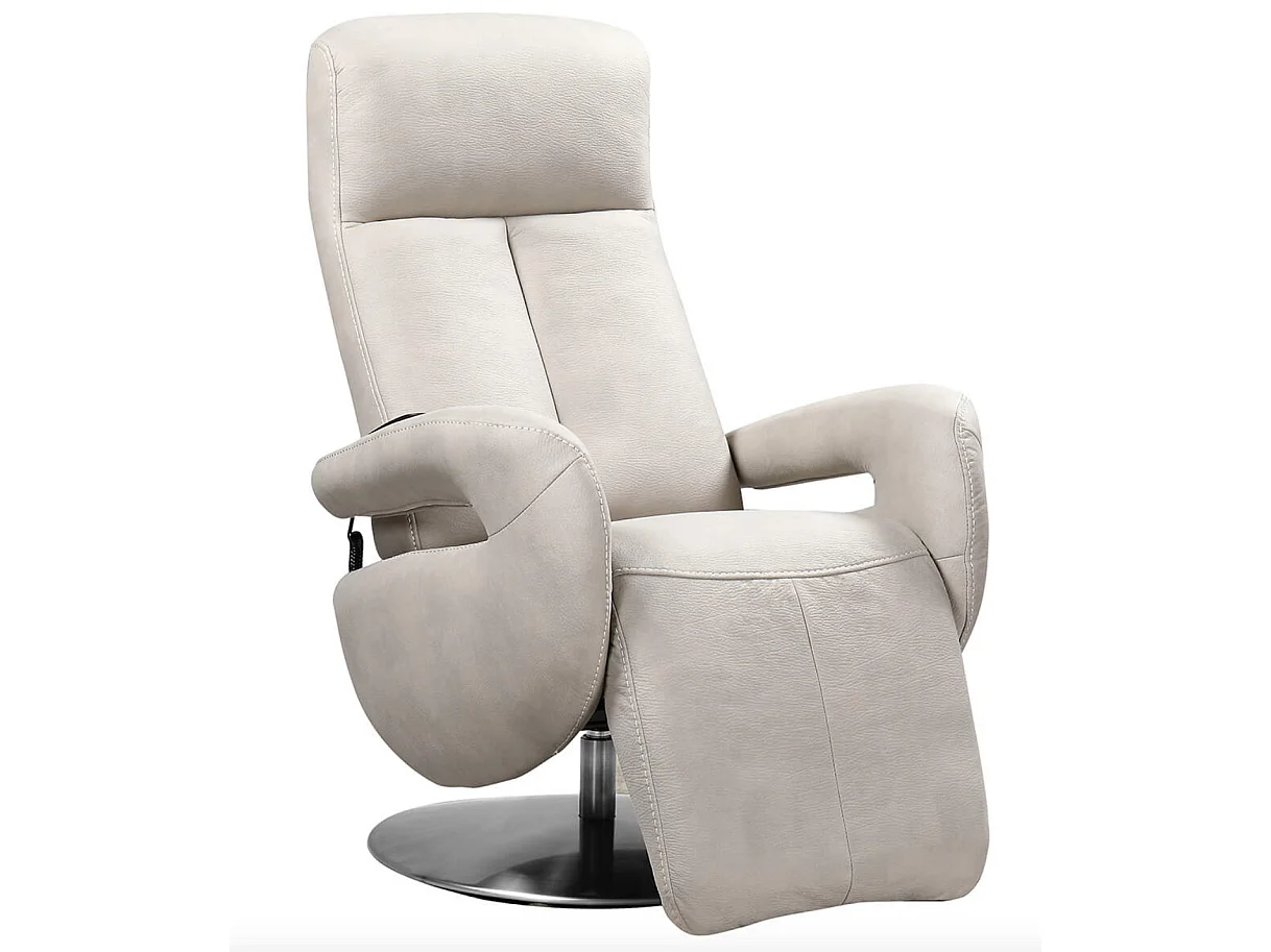Balbo elektrische relaxfauteuil met 2 motoren in leer met verstelbare hoofdsteun-Kleur Beige