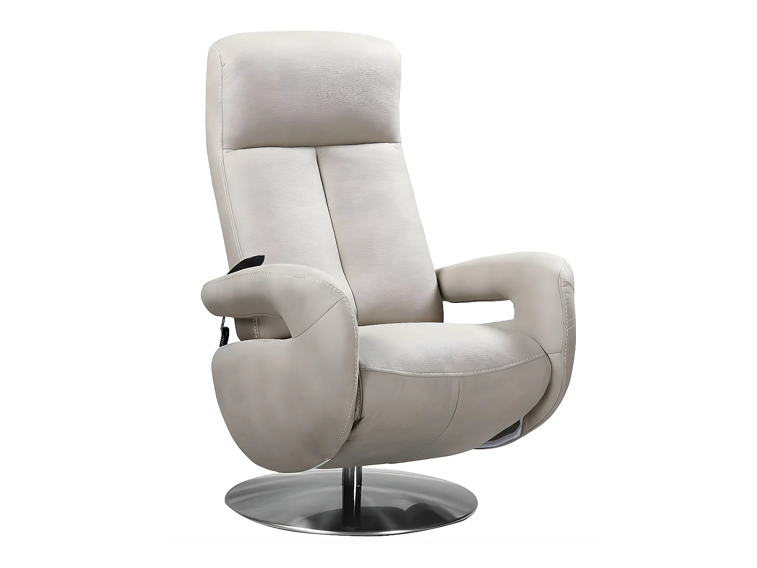 Fauteuil de relaxation électrique 2 moteurs en cuir avec têtière réglable Balbo-Couleur Beige