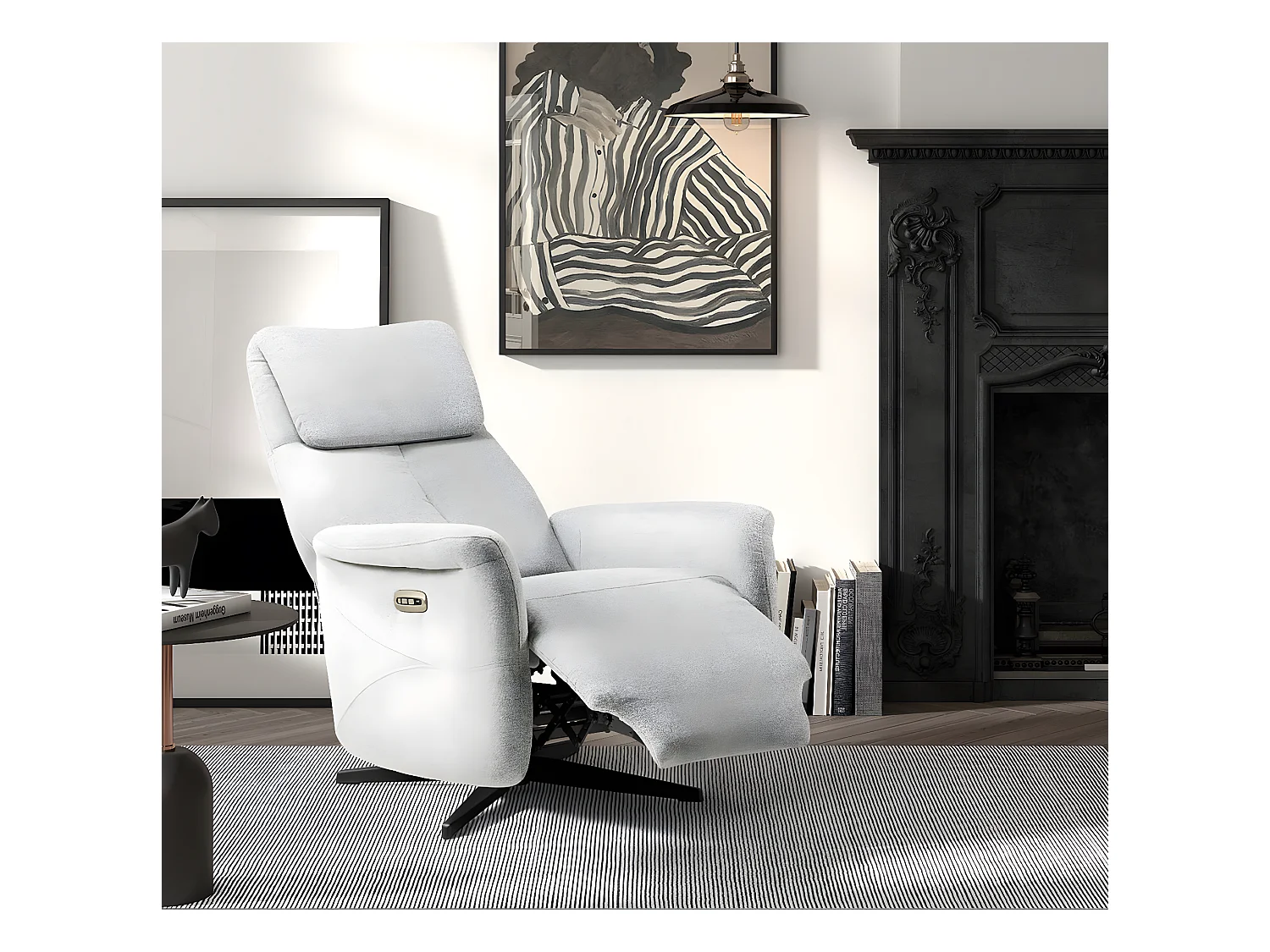 Kastelle elektrische relaxfauteuil met 2 stofmotoren-Kleur Lichtgrijs