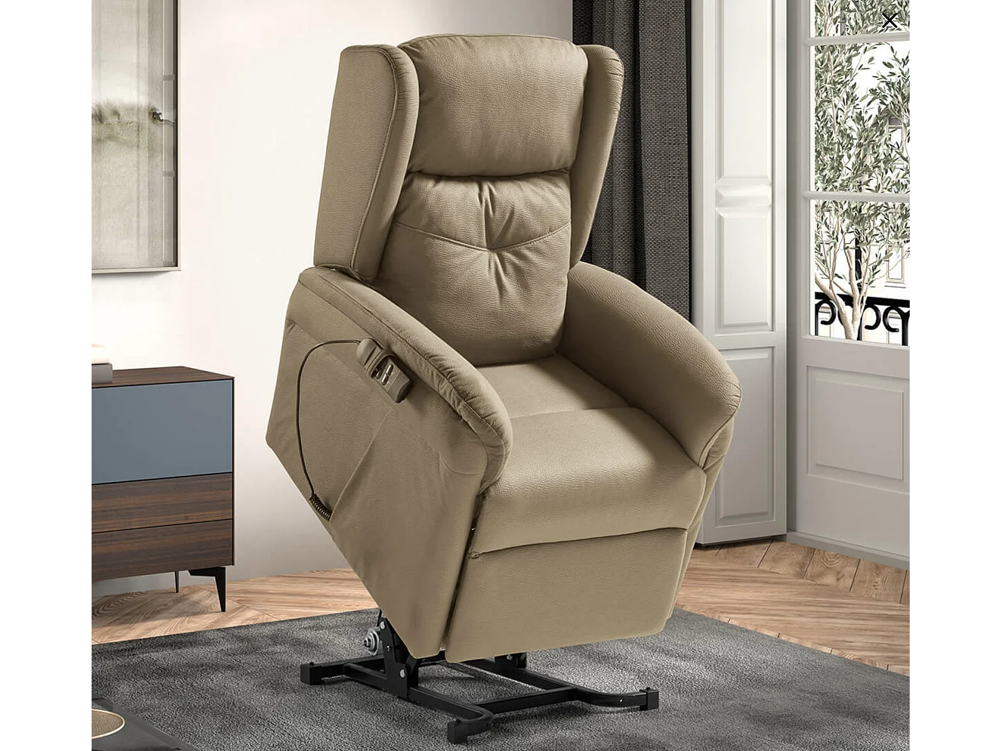 Kalone stoffen relaxstoel en elektrische lift met 2 motoren-Kleur Beige