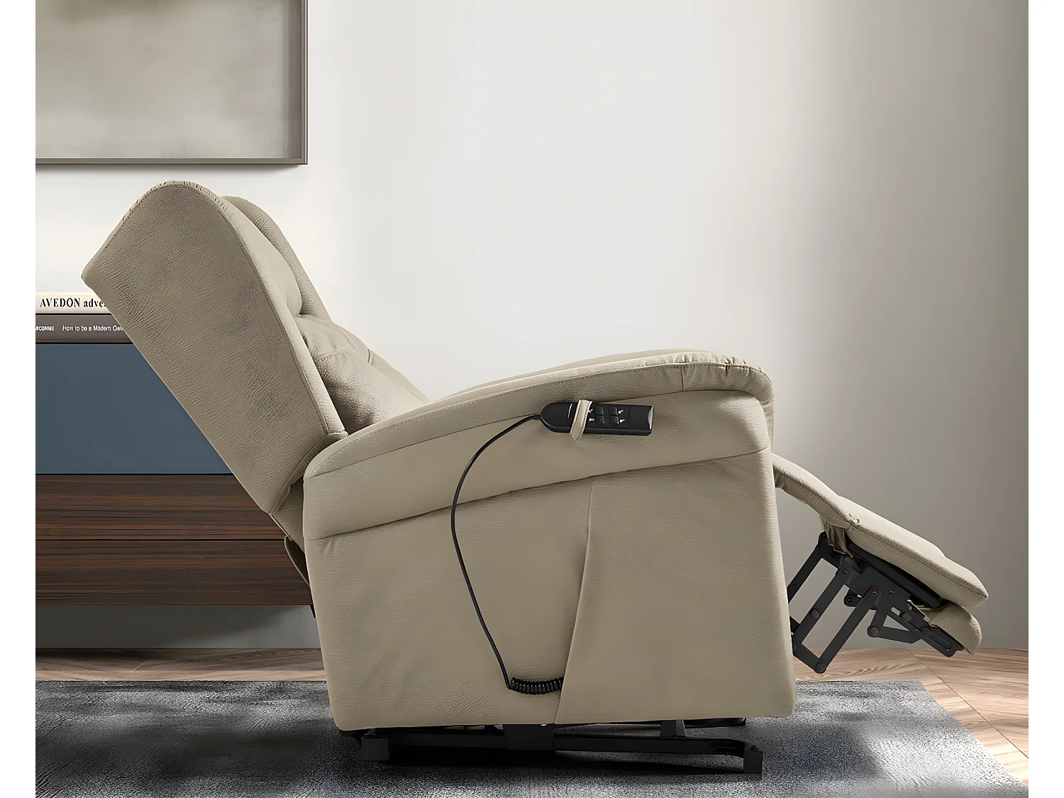 Kalone stoffen relaxstoel en elektrische lift met 2 motoren-Kleur Beige