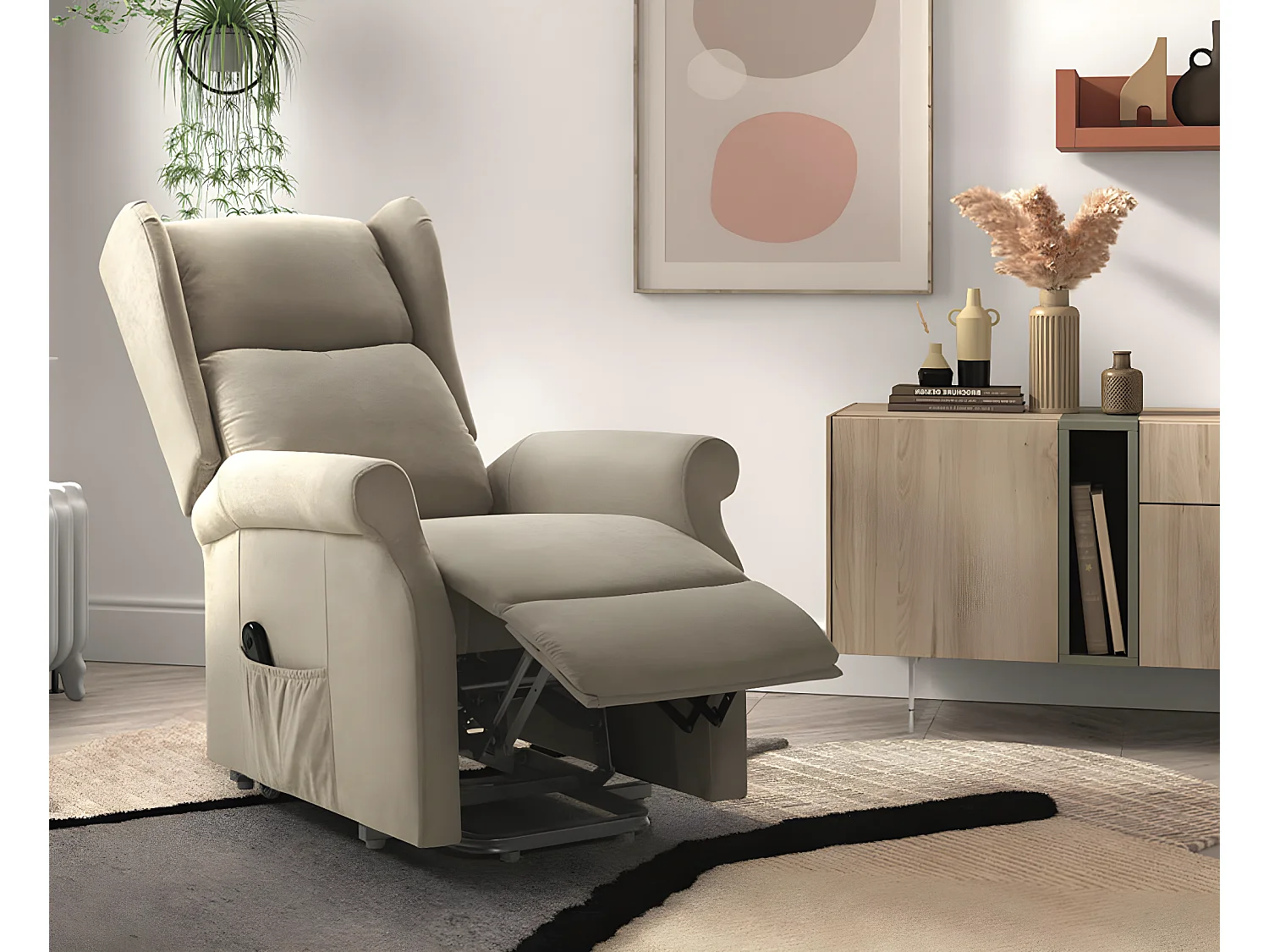 Fauteuil de relaxation et releveur électrique 2 moteurs tissu Agora-Couleur Beige
