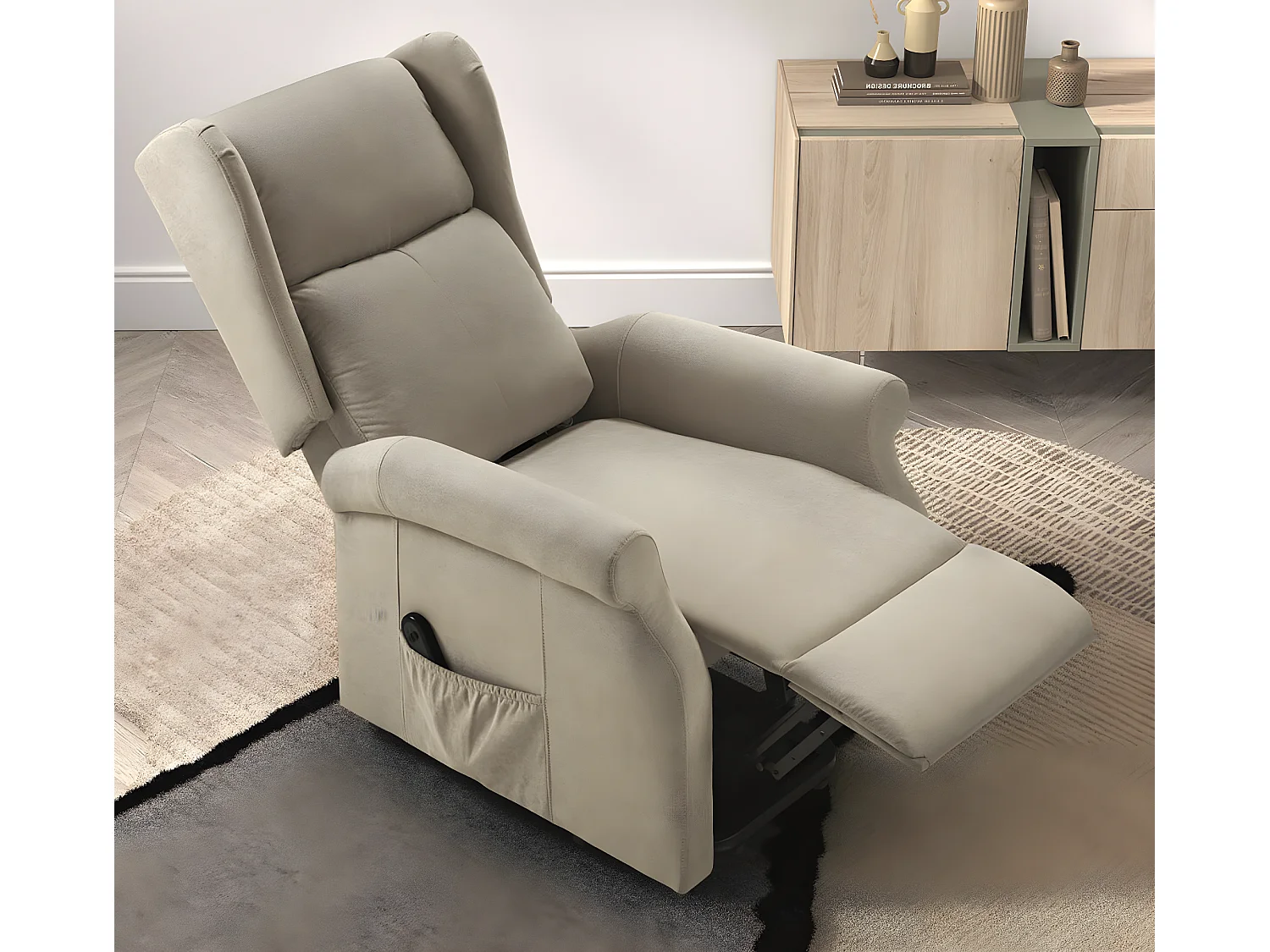 Fauteuil de relaxation et releveur électrique 2 moteurs tissu Agora-Couleur Beige