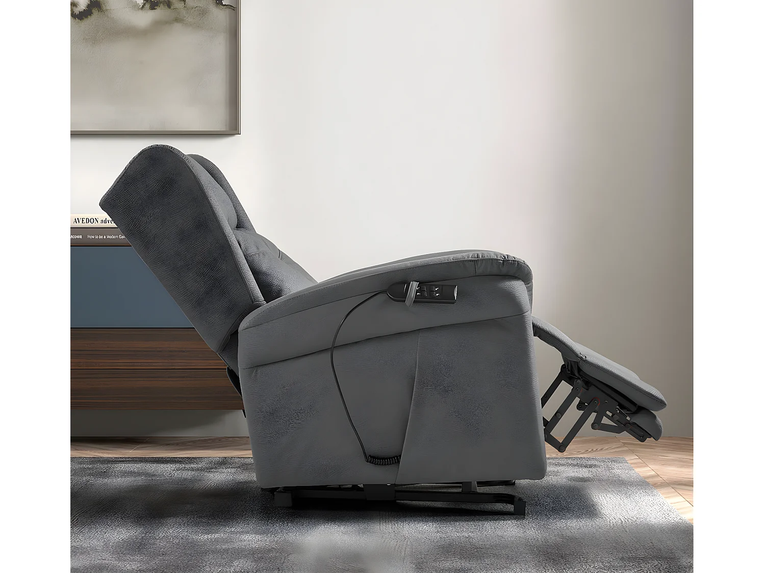 Fauteuil relevable de relaxation électrique 2 moteurs tissu Karola-Couleur Gris foncé