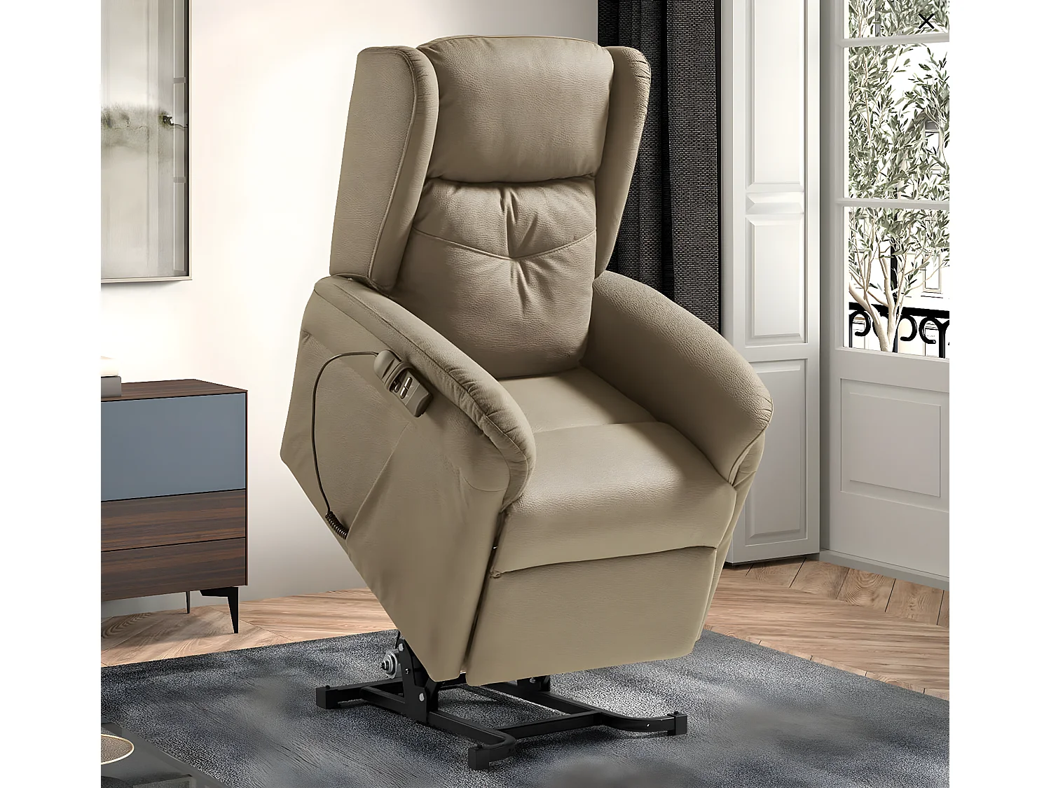 Fauteuil relevable de relaxation électrique 2 moteurs tissu Karola-Couleur Gris foncé
