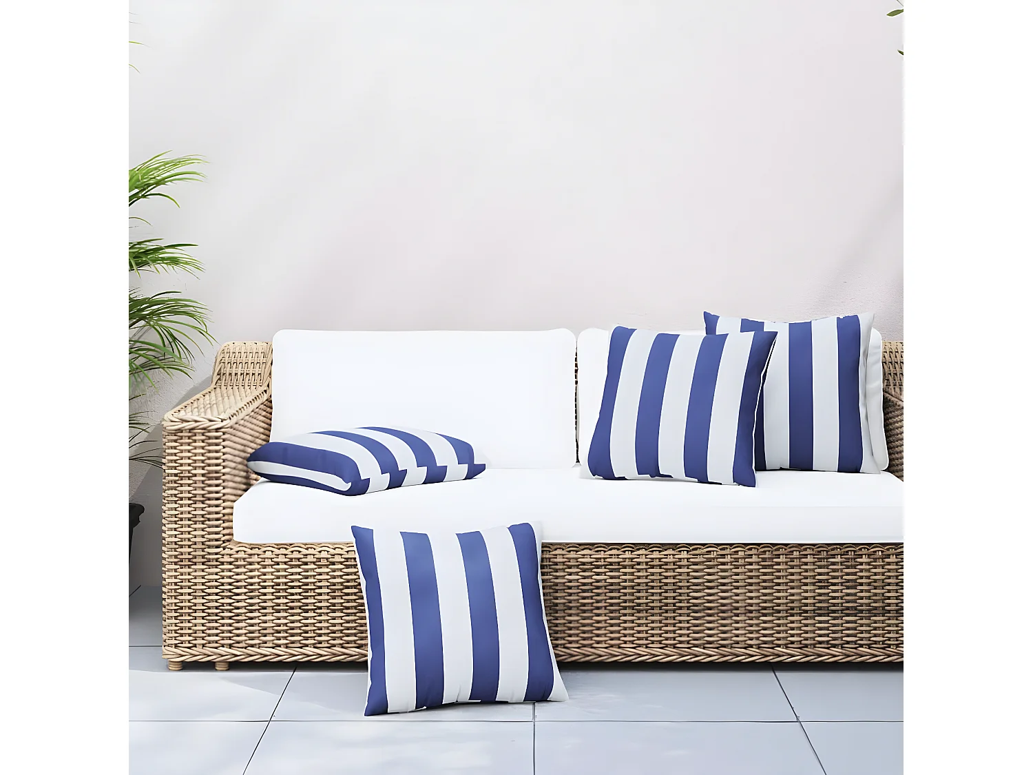 Coussins décoratifs 4 pcs bleu et blanc 40x40 tissu