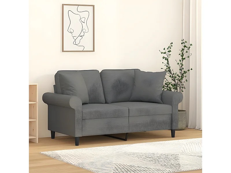 Coussins décoratifs 2 pcs Gris foncé 40x40 Tissu