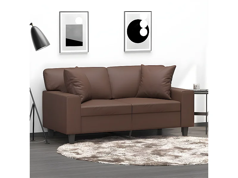 Coussins décoratifs 2 pcs Marron 40x40 Similicuir