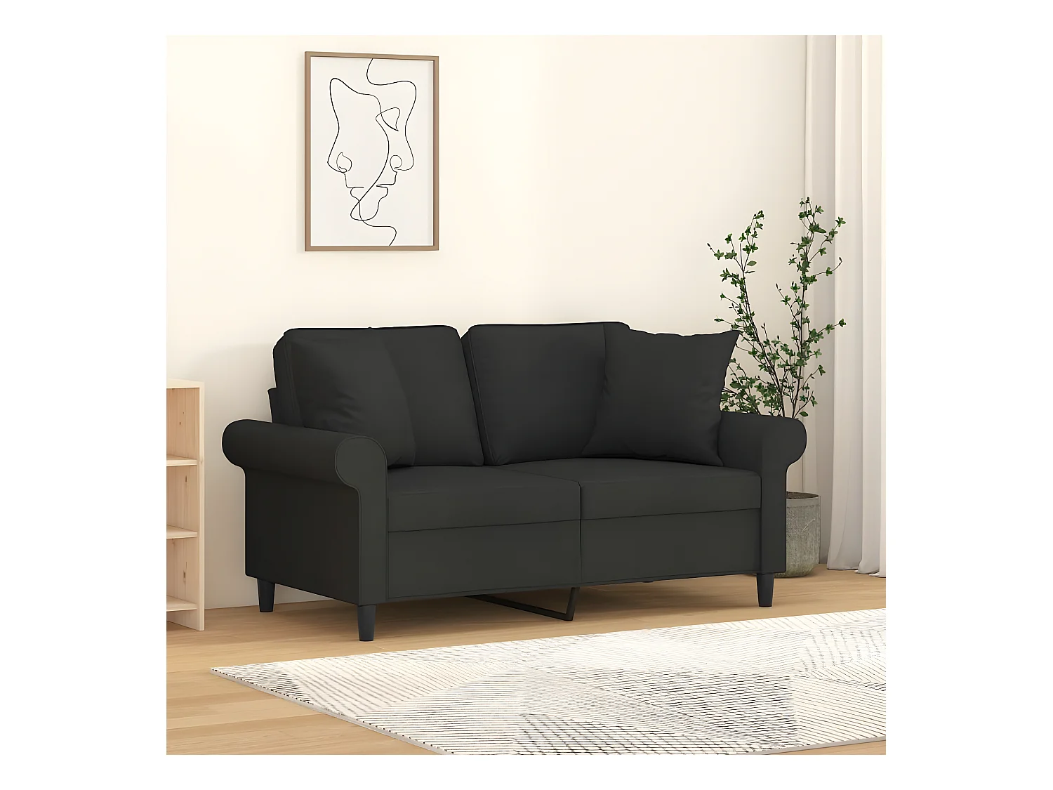 Coussins décoratifs 2 pcs Noir 40x40 Tissu