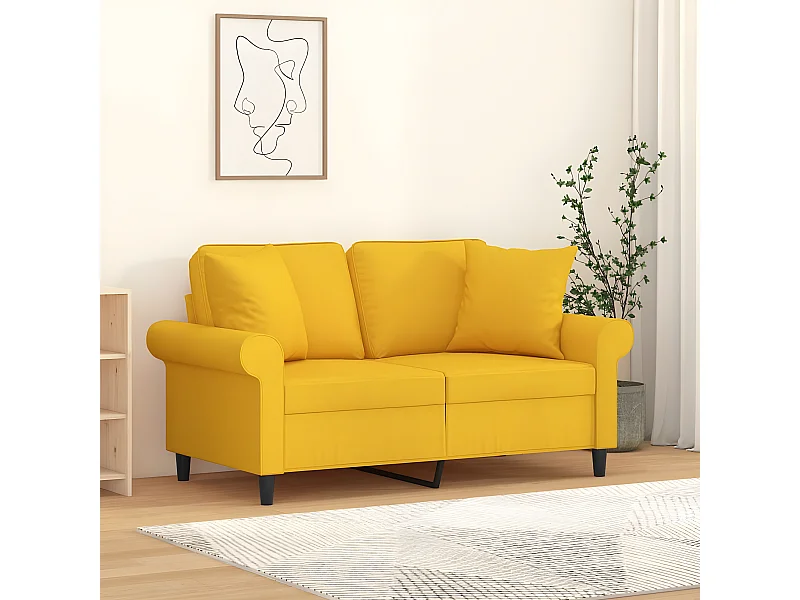 Coussins décoratifs 2 pcs Jaune clair 40x40 Tissu