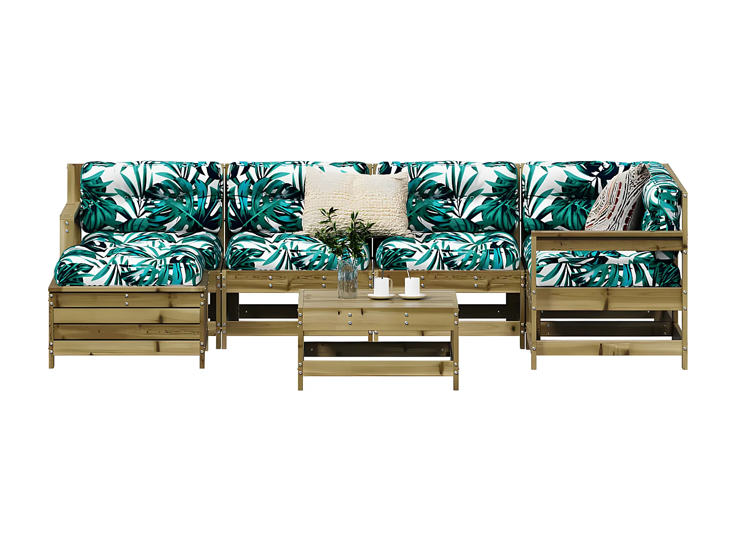 Salon de jardin 7 pcs bois de pin imprégné