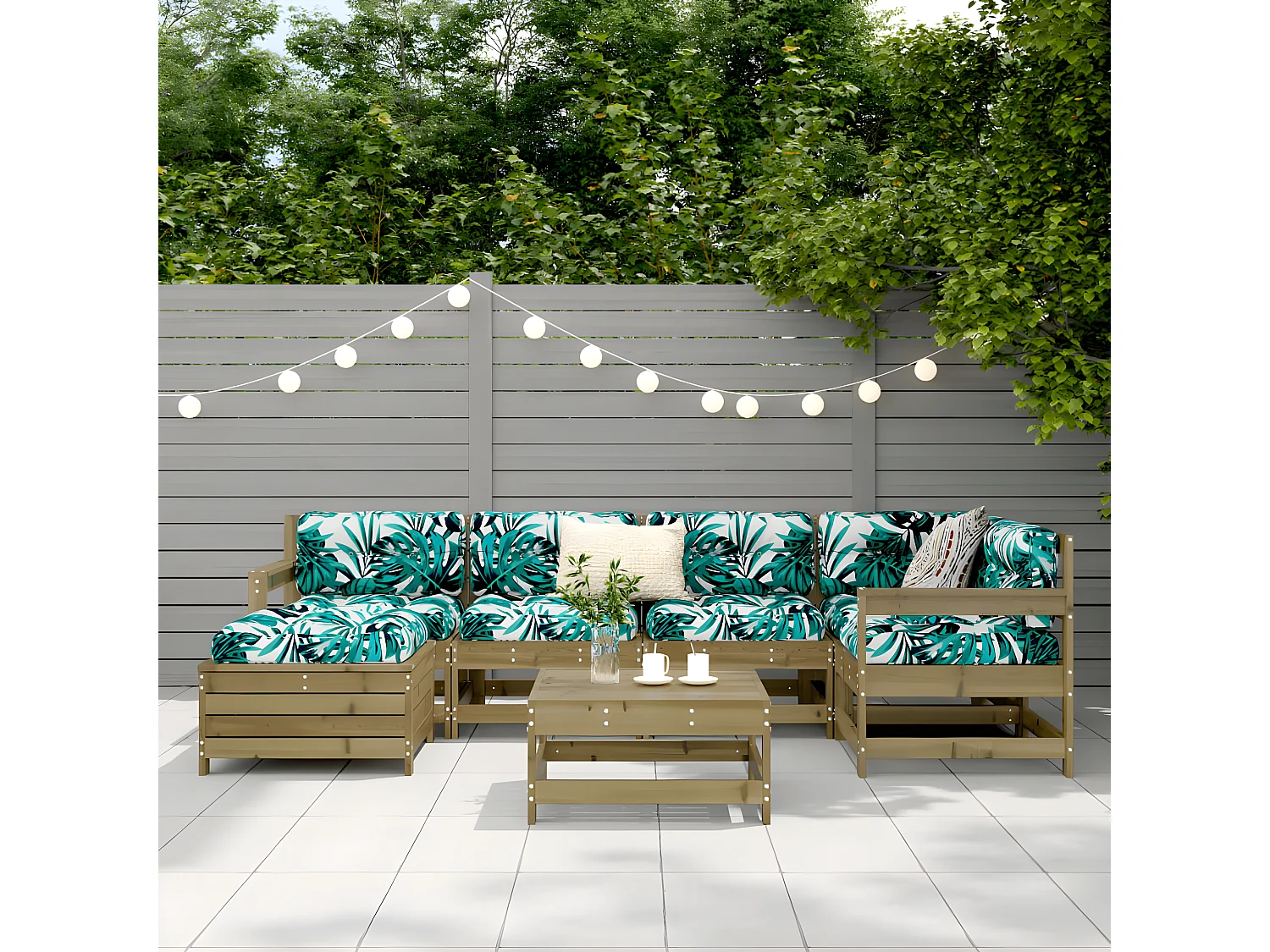 Salon de jardin 7 pcs bois de pin imprégné