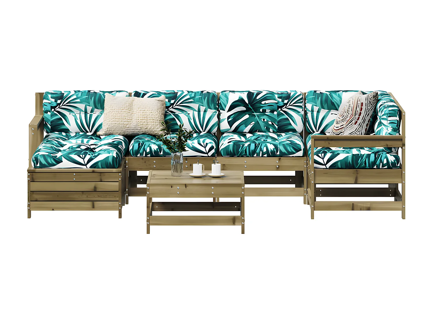 Salon de jardin 7 pcs bois de pin imprégné