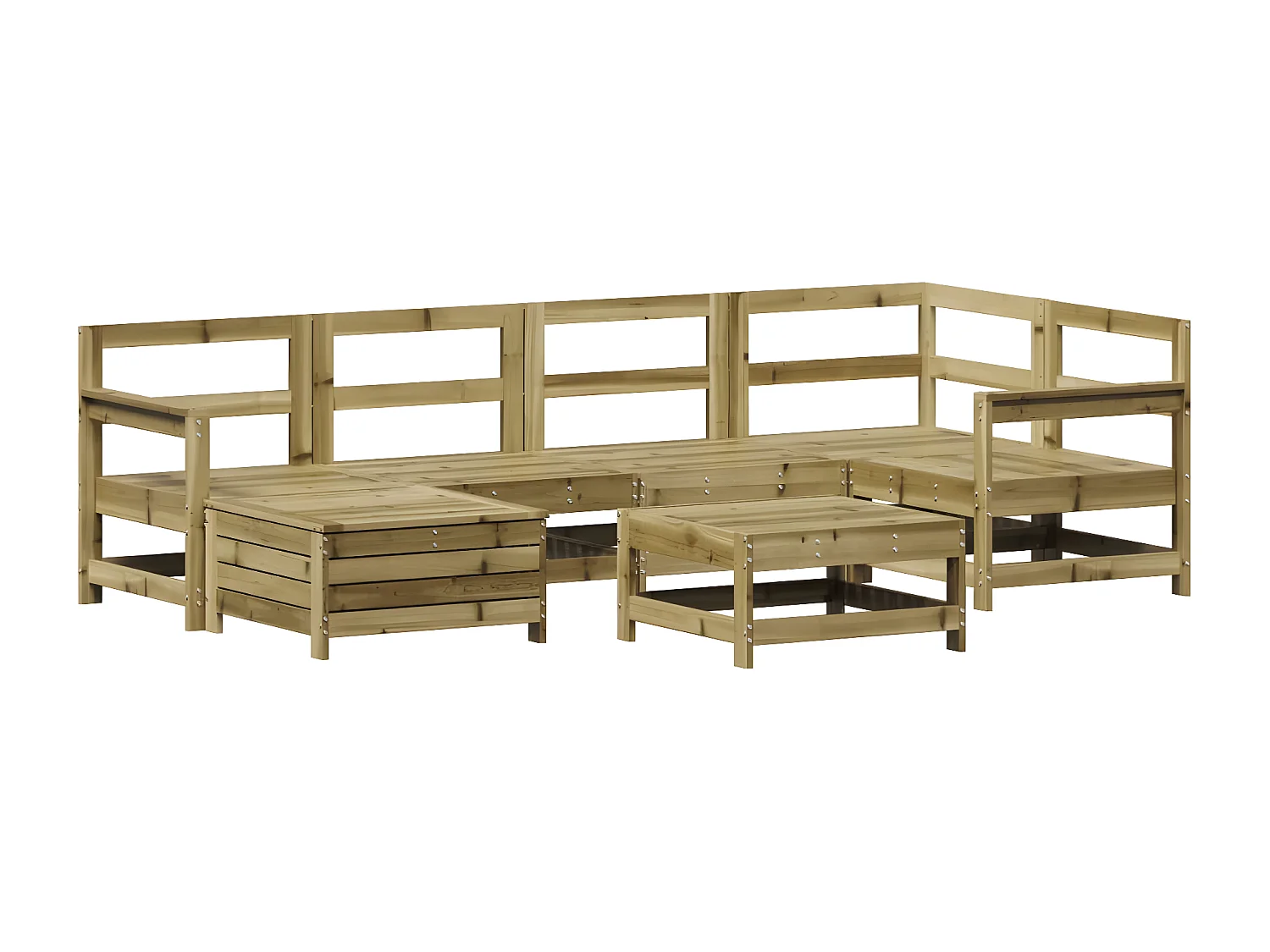 Salon de jardin 7 pcs bois de pin imprégné