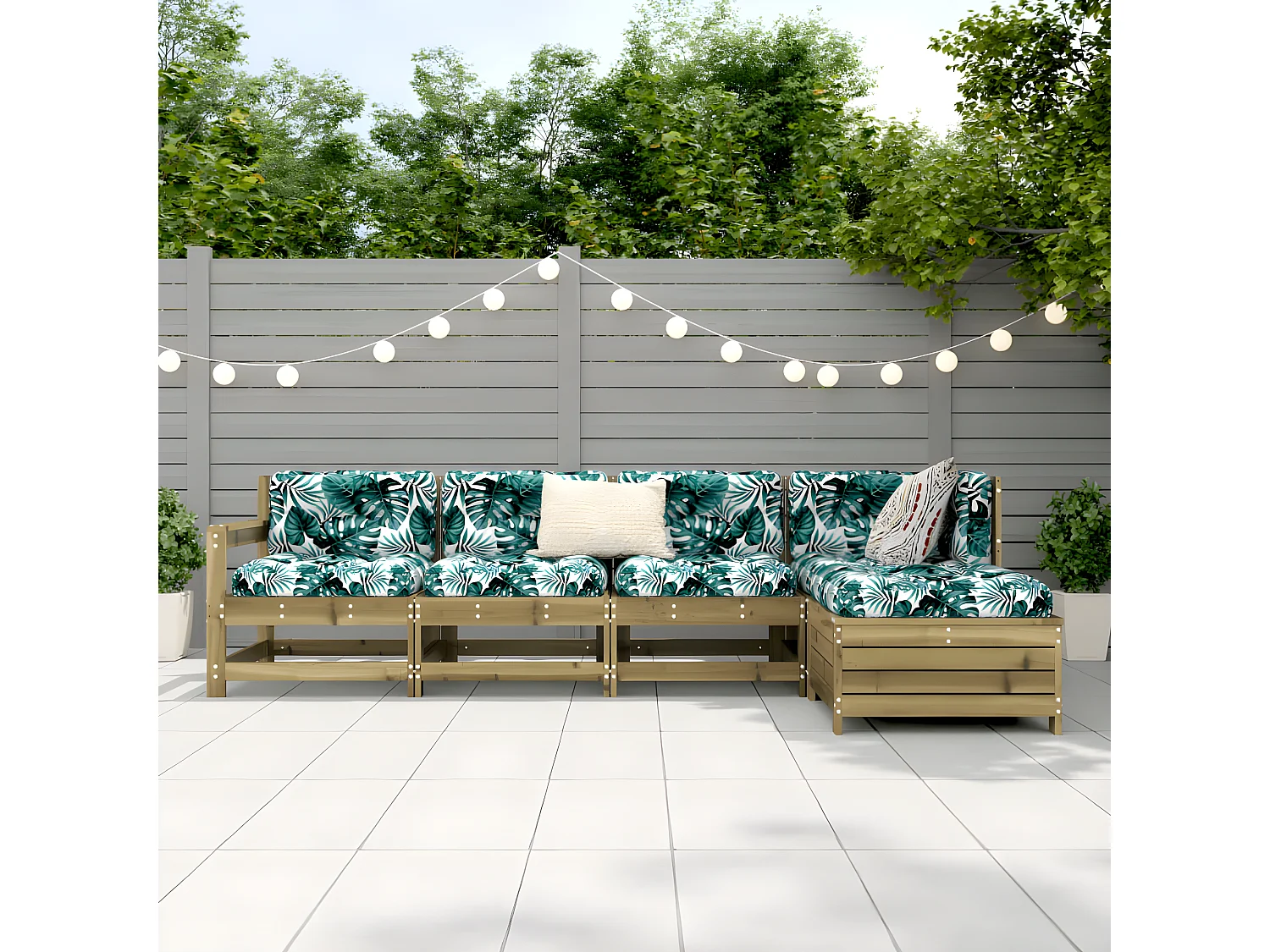 Salon de jardin 5 pcs bois de pin imprégné