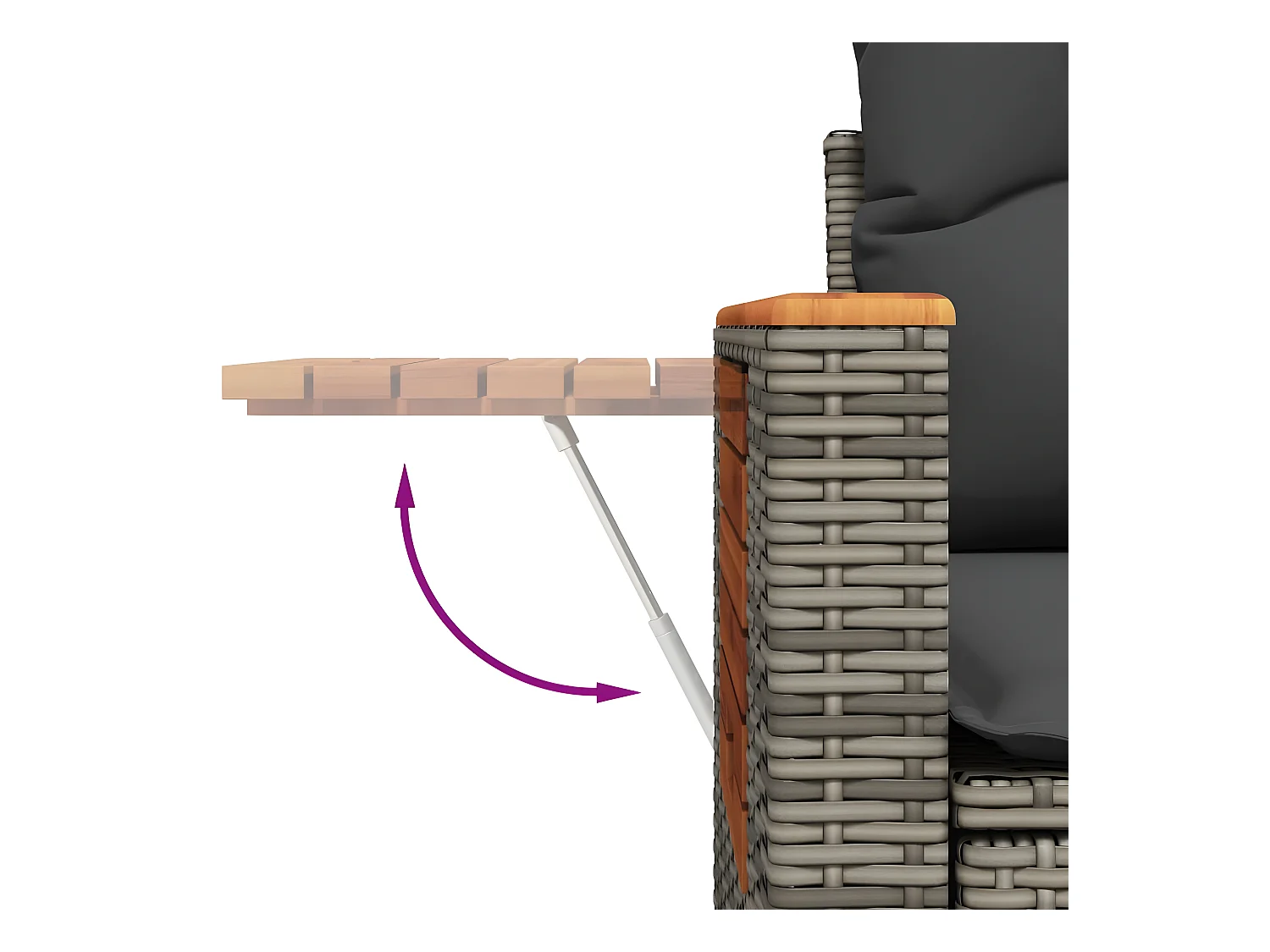 Salon de jardin 5 pcs avec coussins gris résine tressée