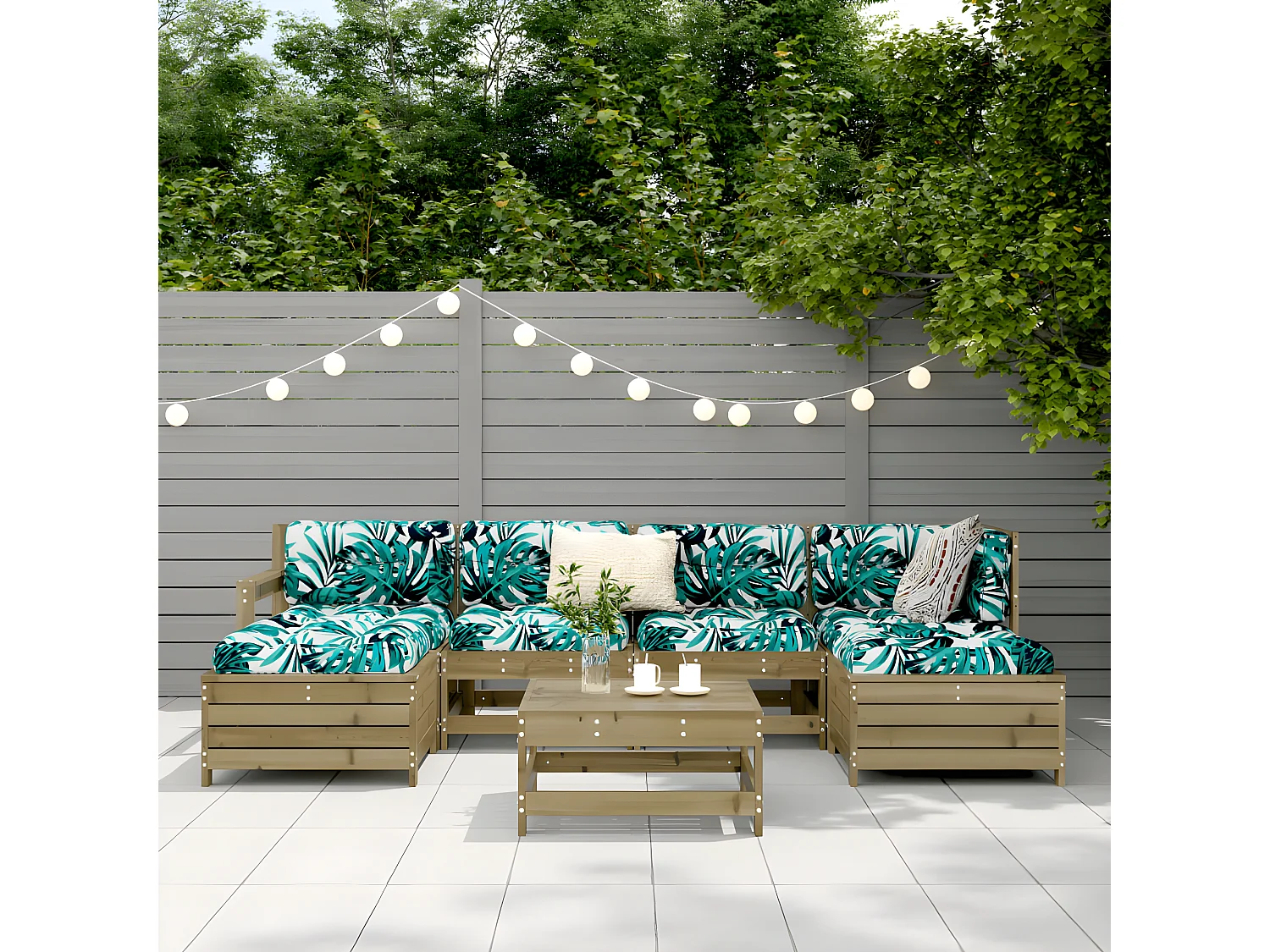 Salon de jardin 7 pcs bois de pin imprégné