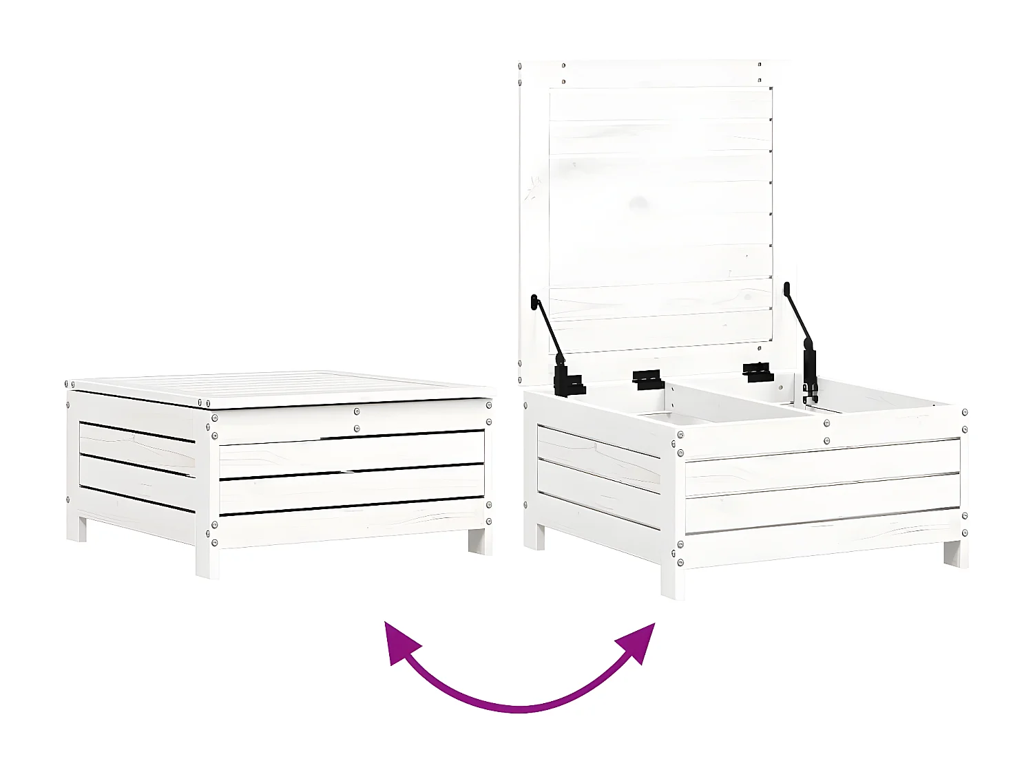 Salon de jardin 7 pcs blanc bois de pin massif