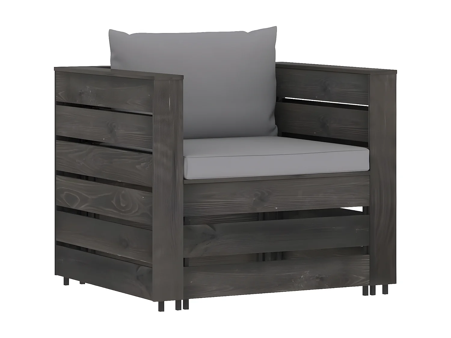 Salon de jardin 2 pcs avec coussins Bois imprégné de gris 2