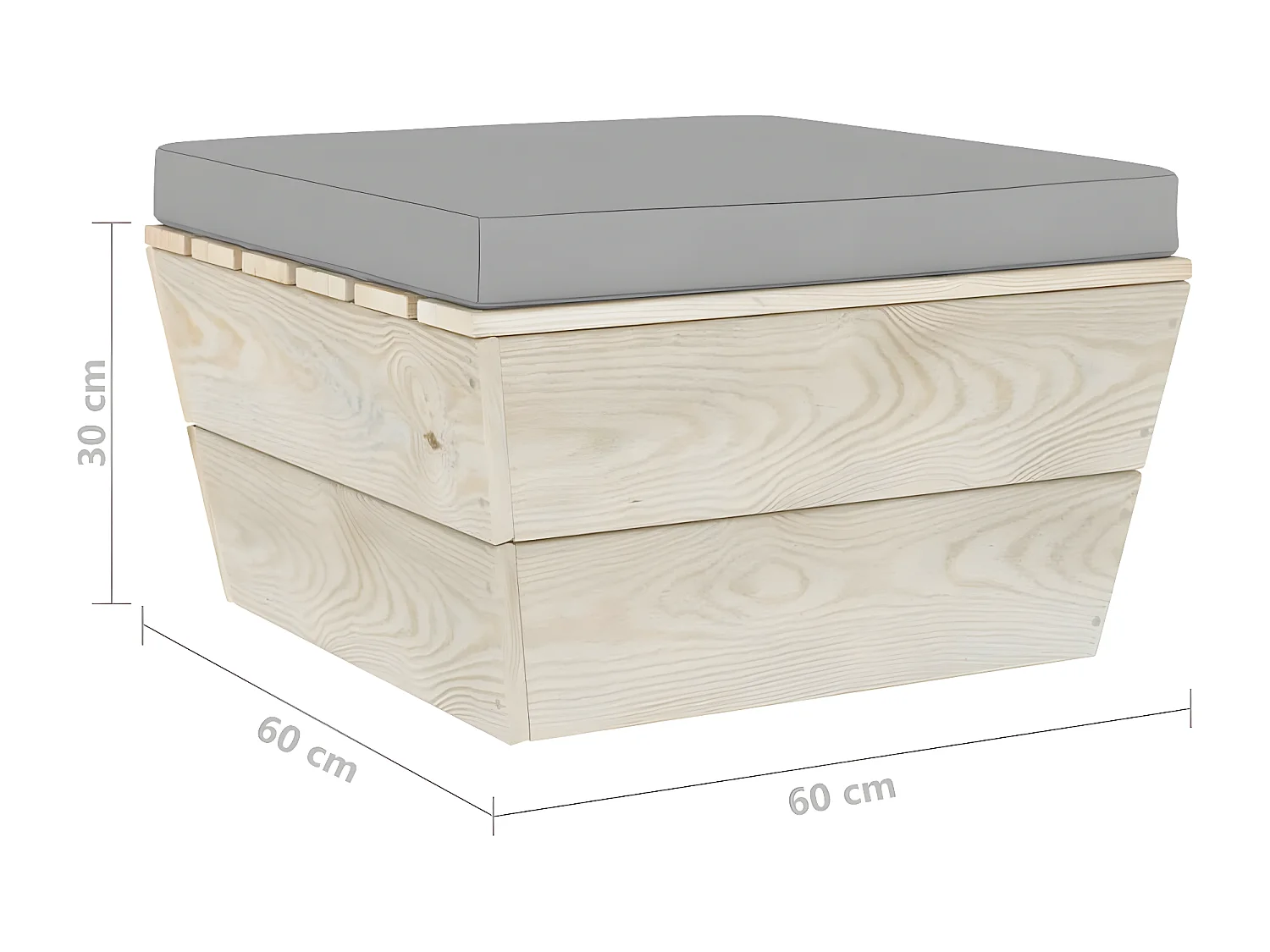 Salon de jardin palette 3 pcs avec coussins Épicéa imprégné 5