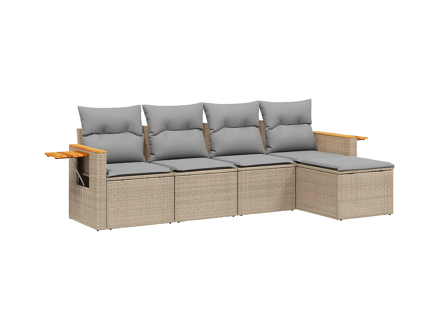 Salon de jardin avec coussins 5 pcs beige résine tressée