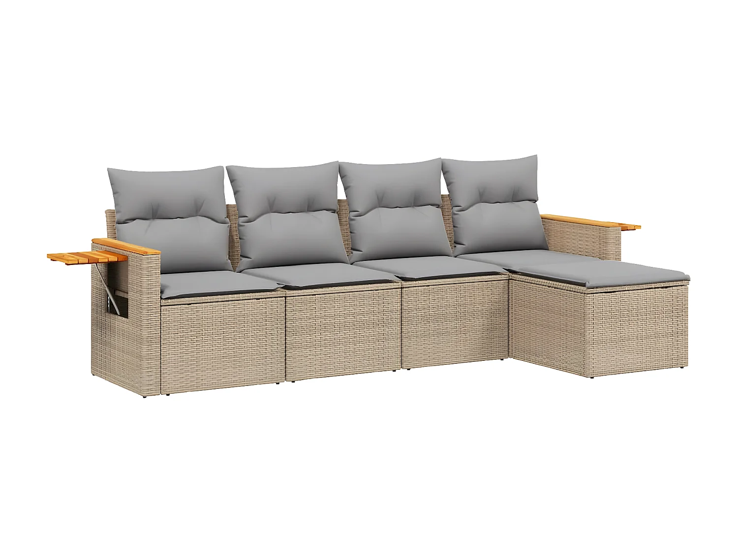 Salon de jardin avec coussins 5 pcs beige résine tressée