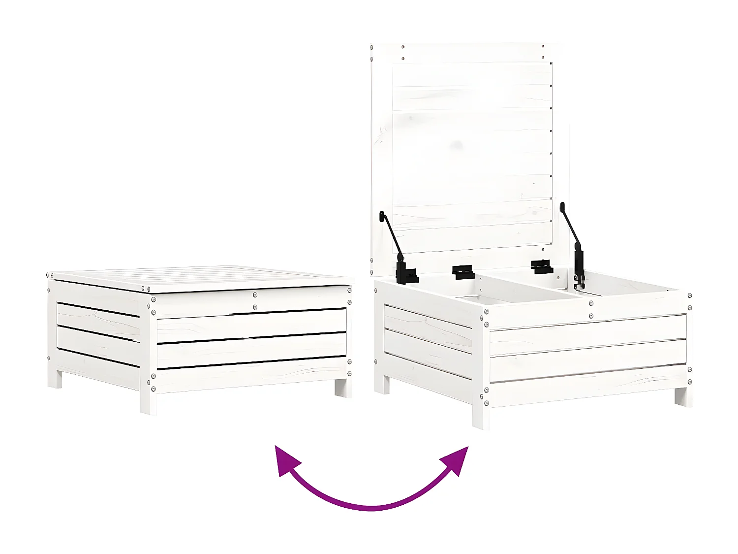 Salon de jardin 8 pcs blanc bois de pin massif