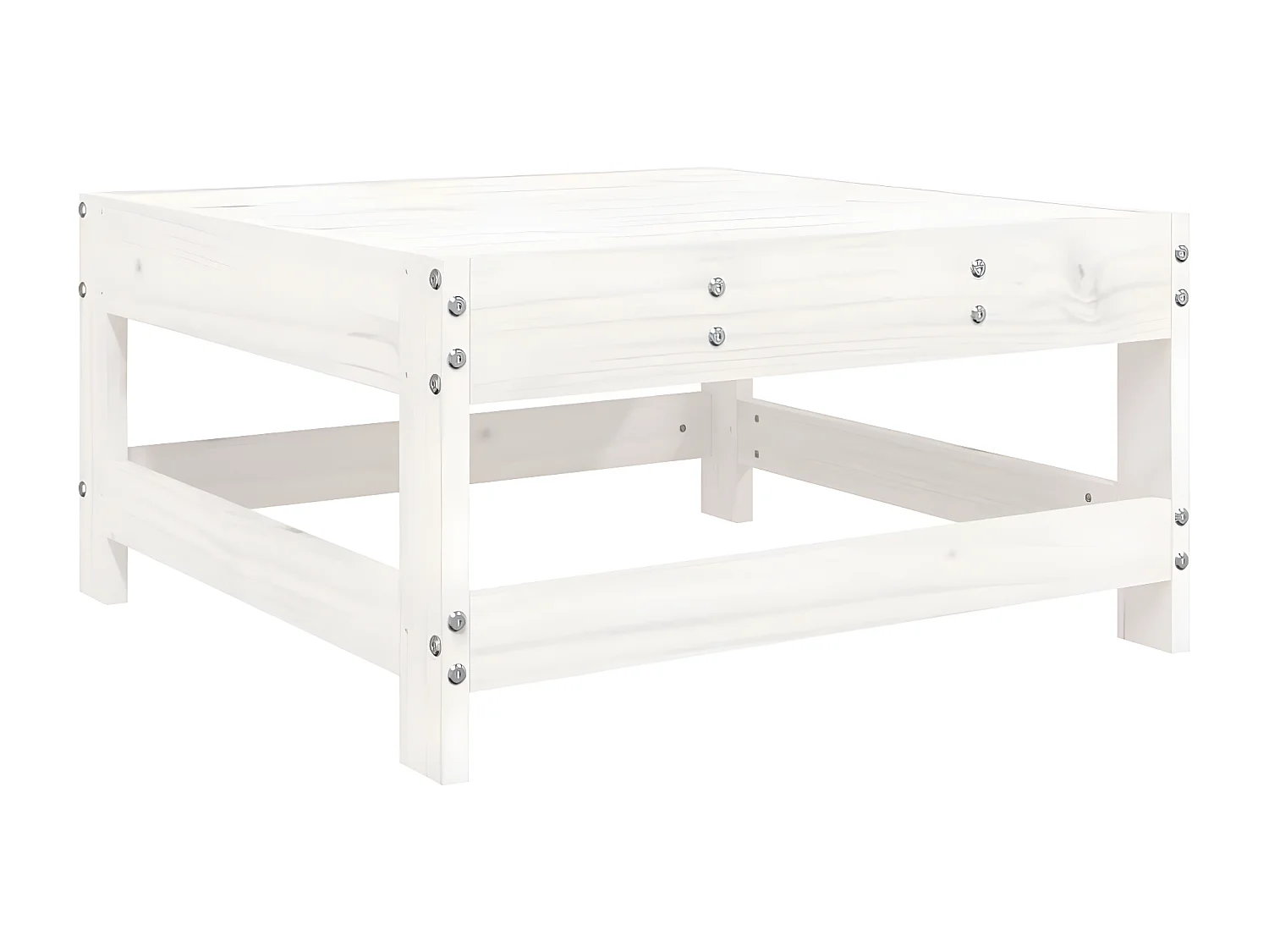 Salon de jardin 8 pcs blanc bois de pin massif