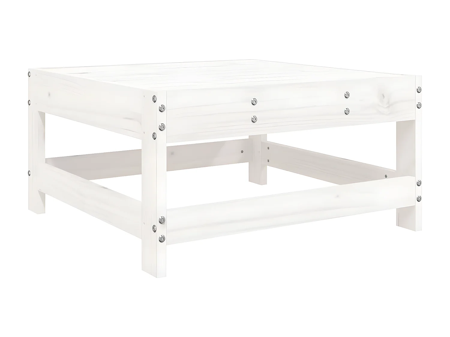 Salon de jardin 7 pcs blanc bois de pin massif