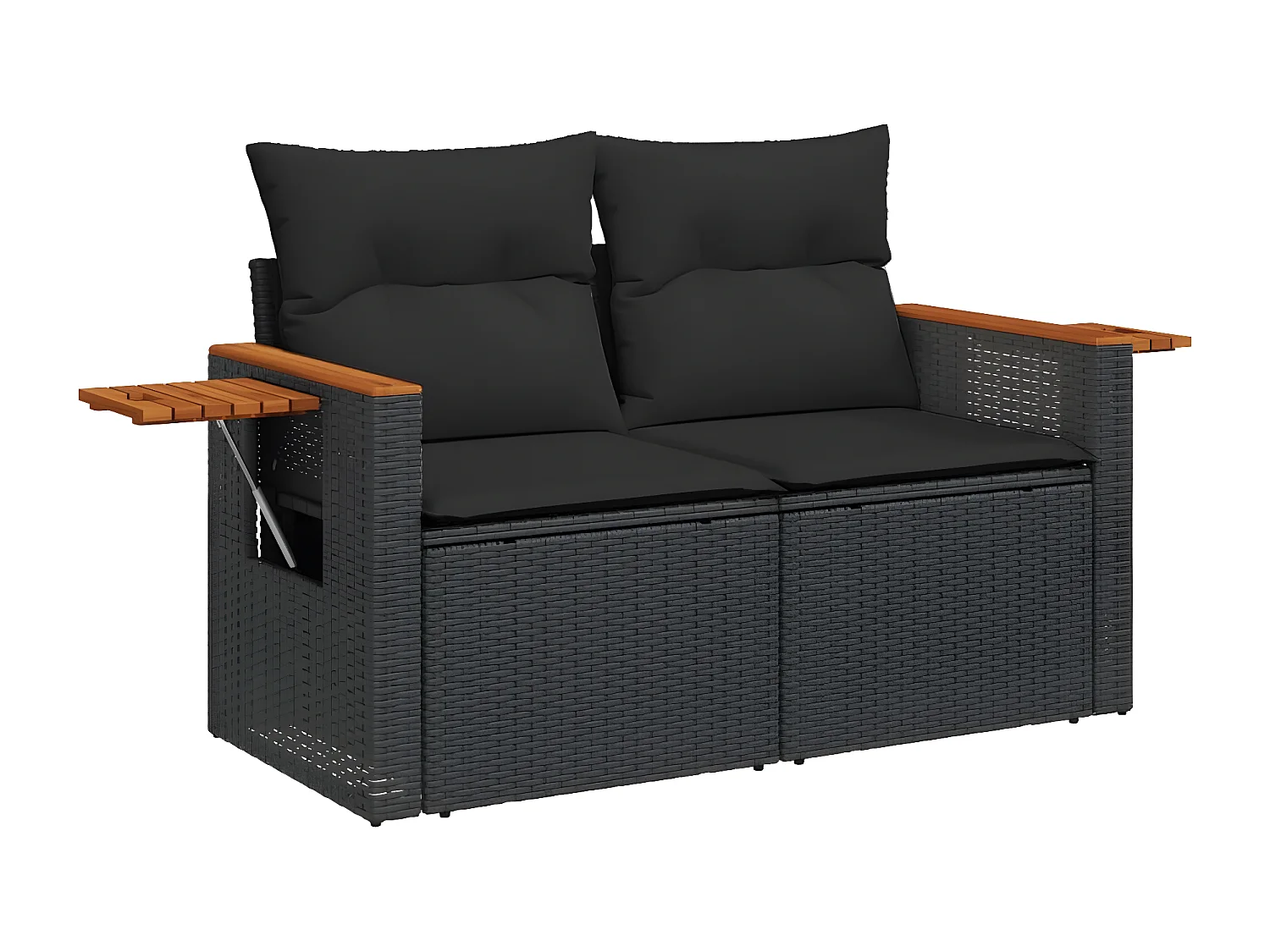 Salon de jardin 5 pcs avec coussins noir résine tressée