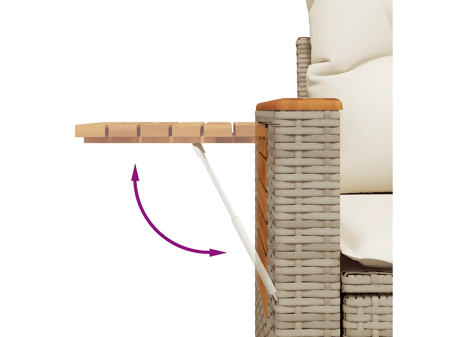 Salon de jardin avec coussins 4 pcs beige résine tressée