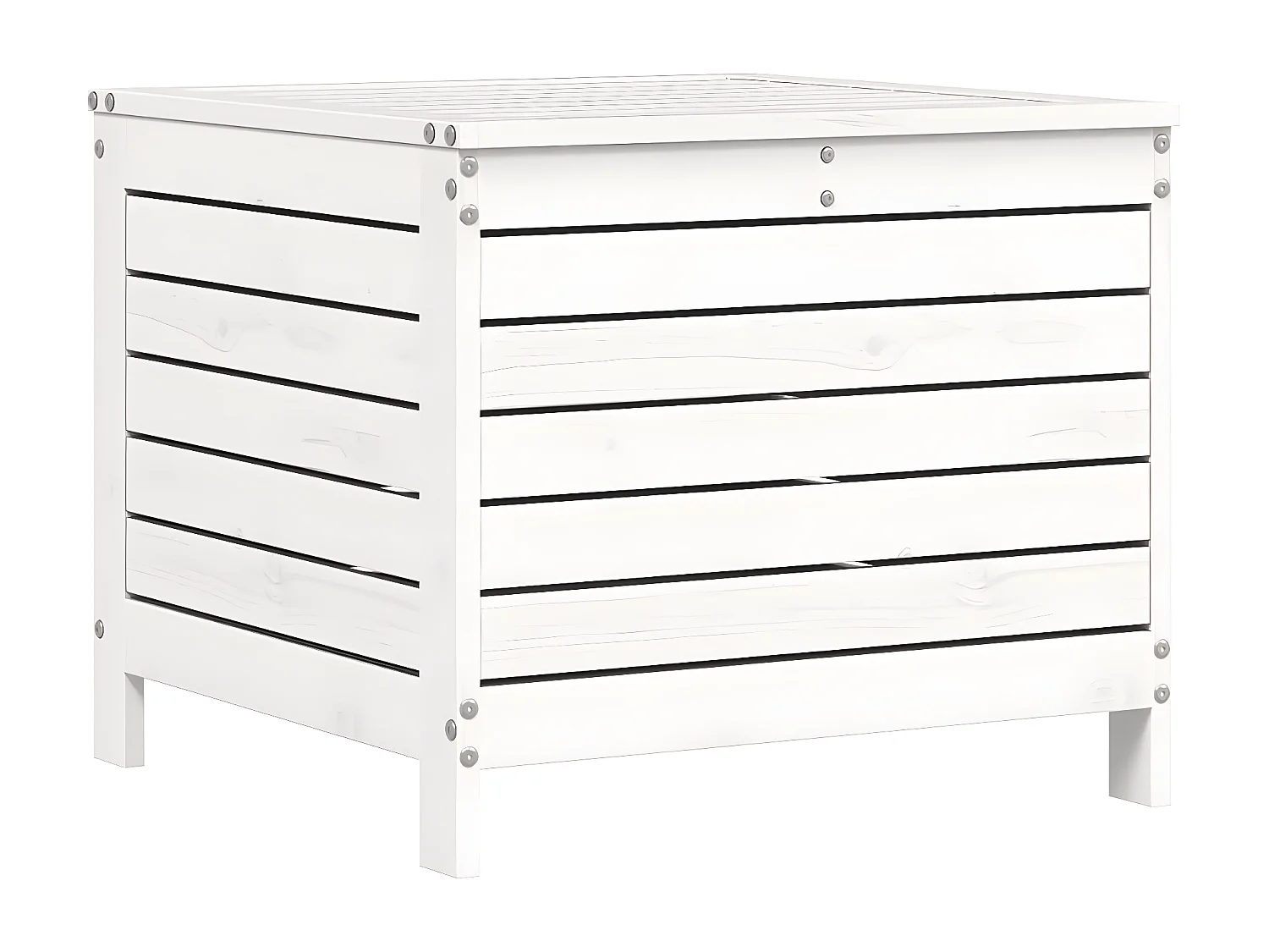 Salon de jardin 7 pcs blanc bois de pin massif