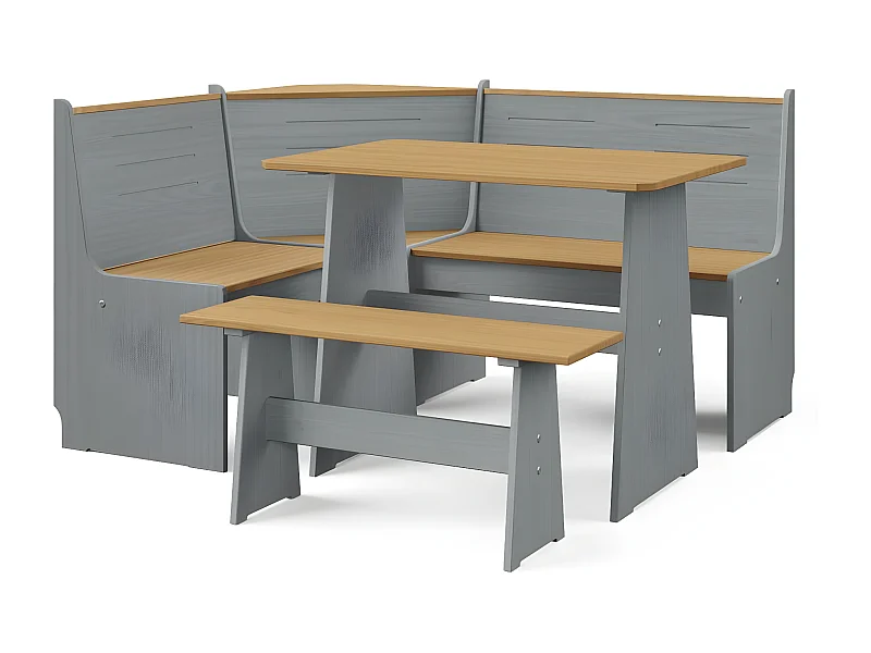 Salon de jardin 3 pcs Marron miel et girs Bois de pin massif