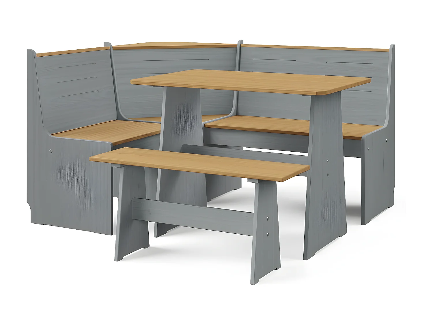 Salon de jardin 3 pcs Marron miel et girs Bois de pin massif