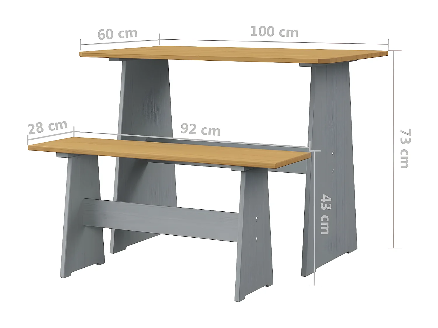Salon de jardin 3 pcs Marron miel et girs Bois de pin massif
