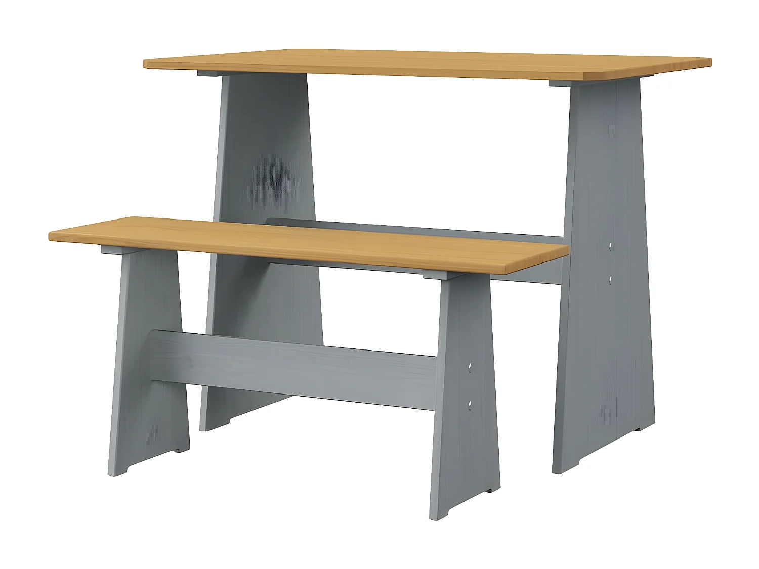 Salon de jardin 3 pcs Marron miel et girs Bois de pin massif