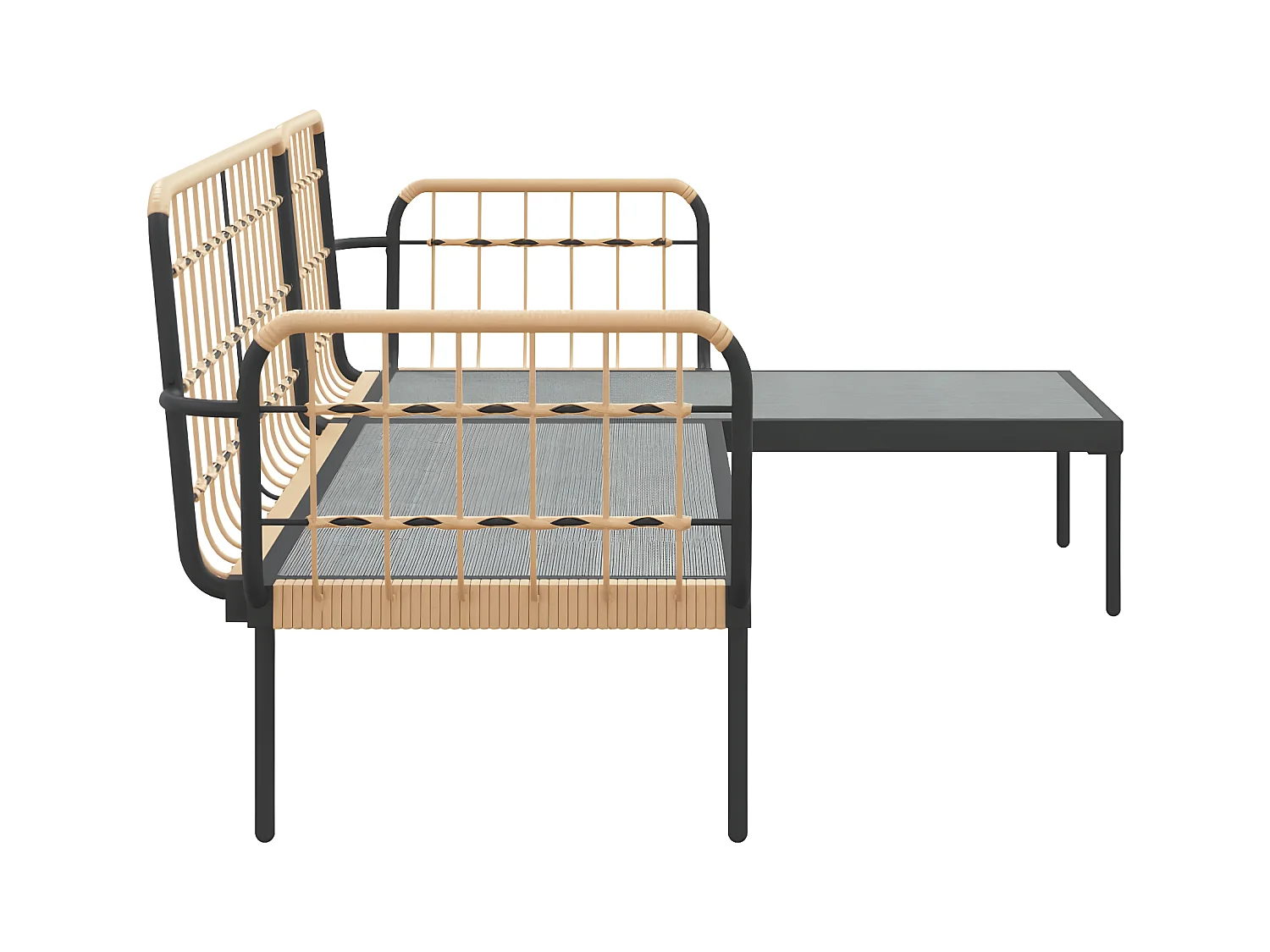 Salon de jardin 3 pcs avec coussins gris foncé résine tressée