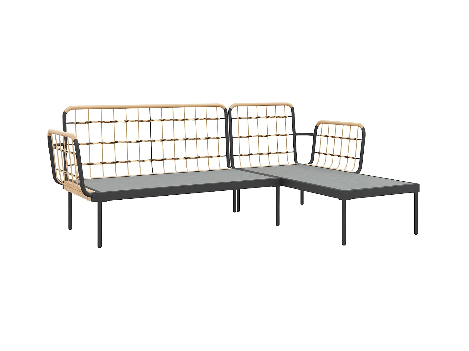 Salon de jardin 3 pcs avec coussins gris foncé résine tressée