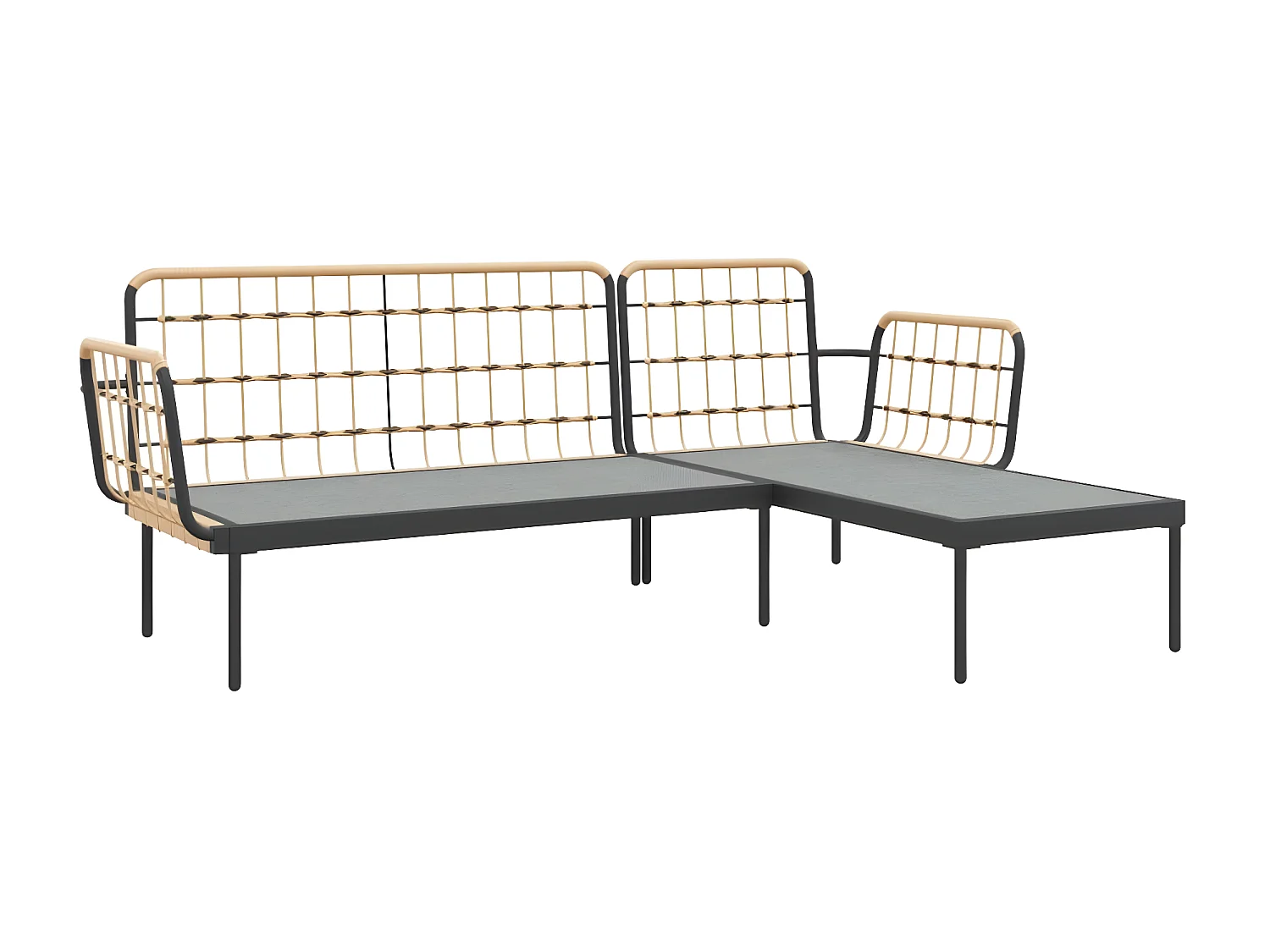 Salon de jardin 3 pcs avec coussins gris foncé résine tressée